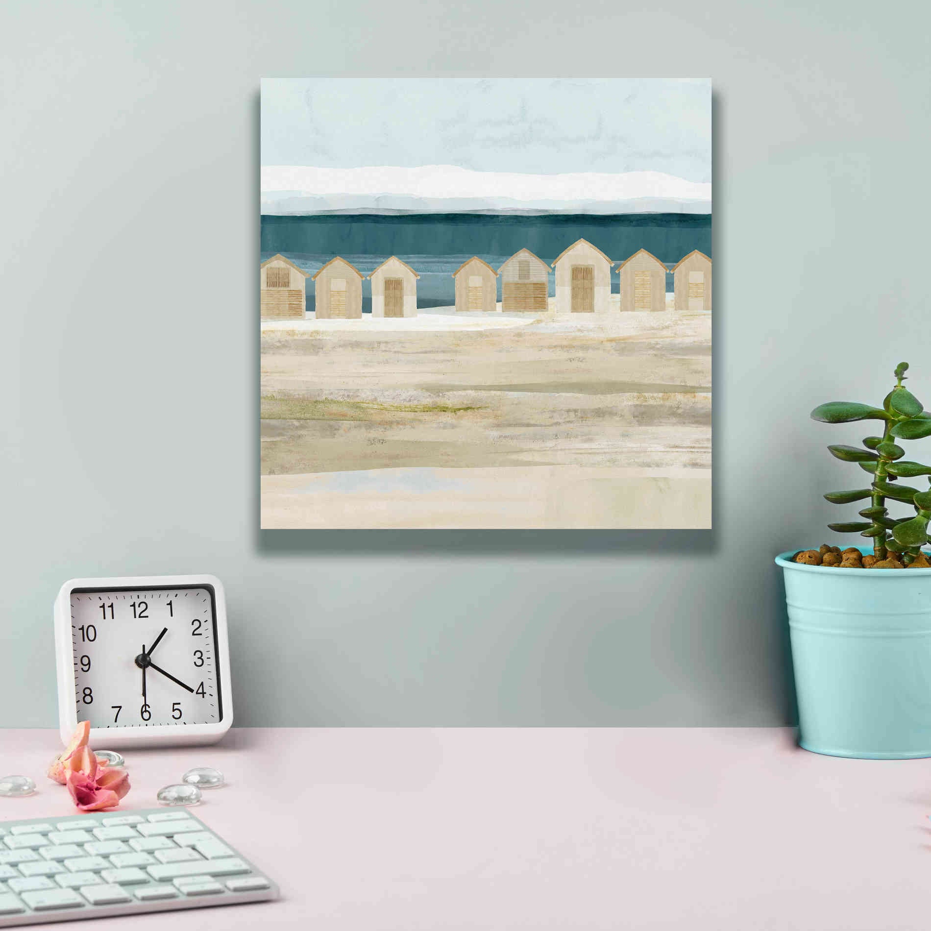 'Stone Bay Huts II' by Flora Kouta Giclee Canvas Wall Art,12 x 12