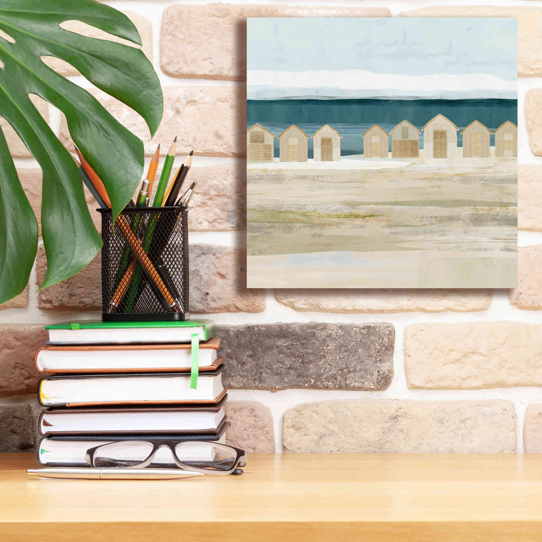 'Stone Bay Huts II' by Flora Kouta Giclee Canvas Wall Art,12 x 12