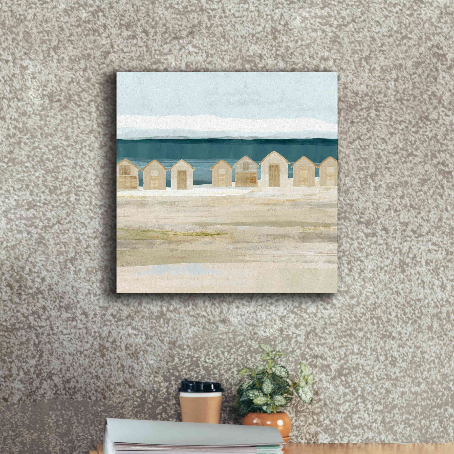 'Stone Bay Huts II' by Flora Kouta Giclee Canvas Wall Art,18 x 18