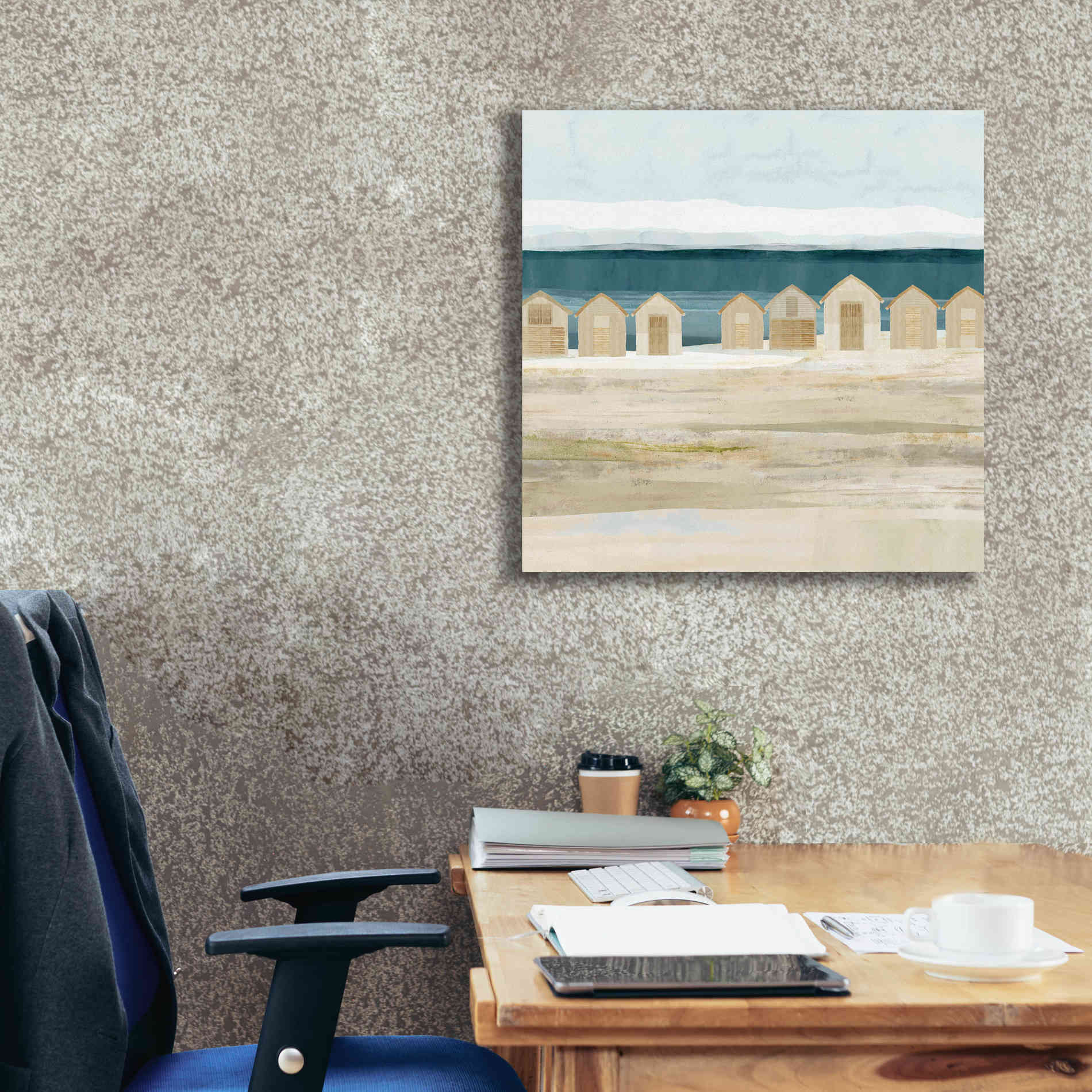 'Stone Bay Huts II' by Flora Kouta Giclee Canvas Wall Art,26 x 26