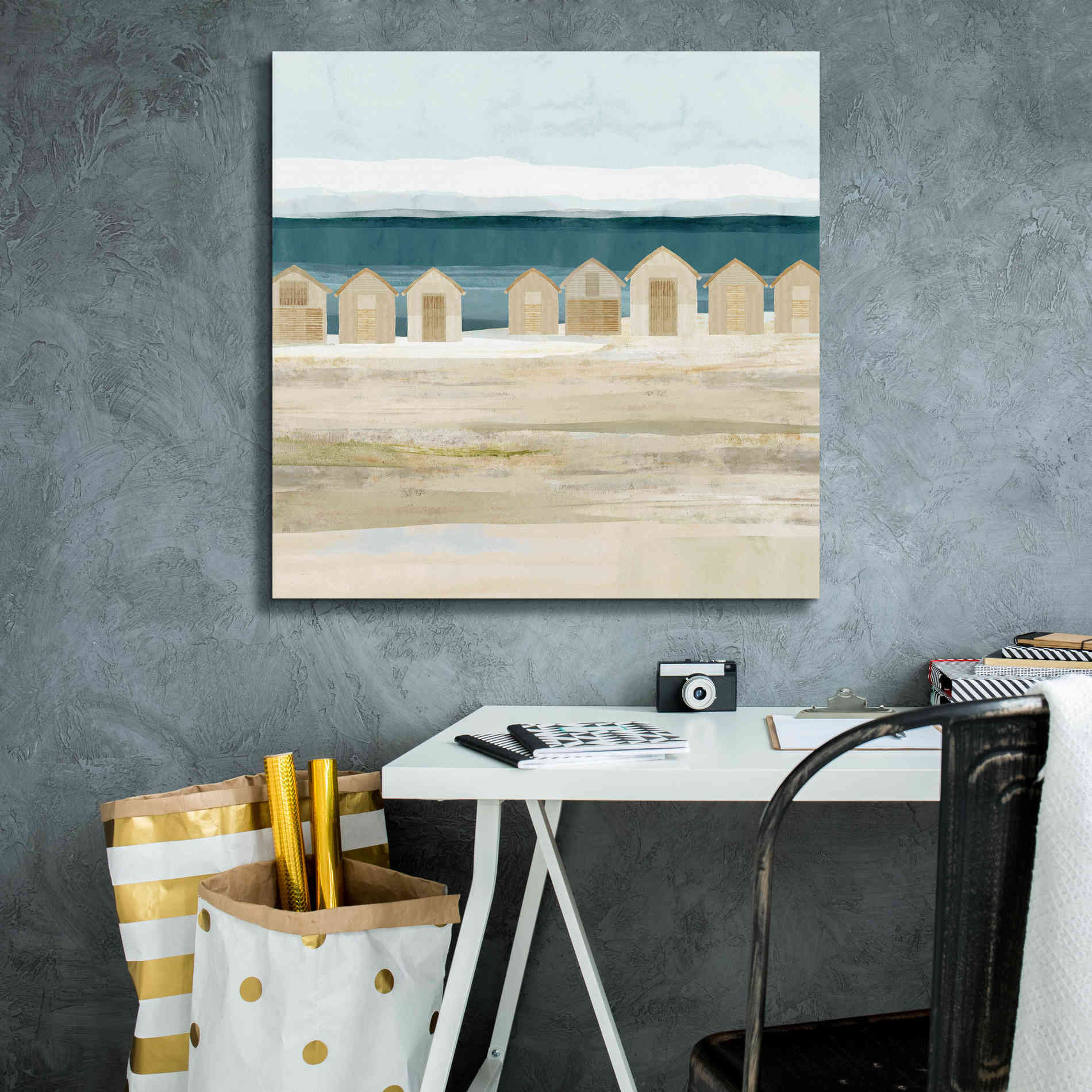 'Stone Bay Huts II' by Flora Kouta Giclee Canvas Wall Art,26 x 26