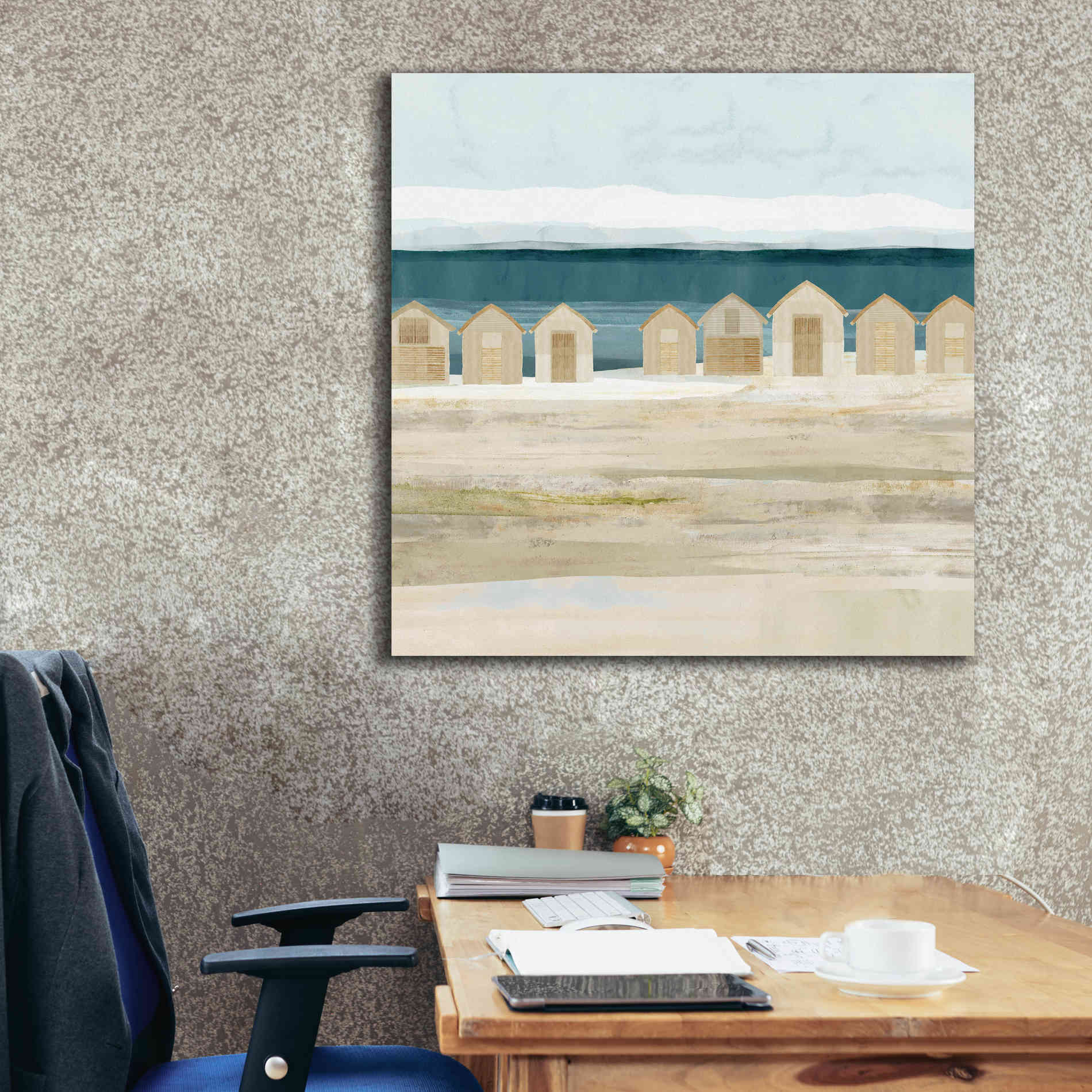 'Stone Bay Huts II' by Flora Kouta Giclee Canvas Wall Art,37 x 37