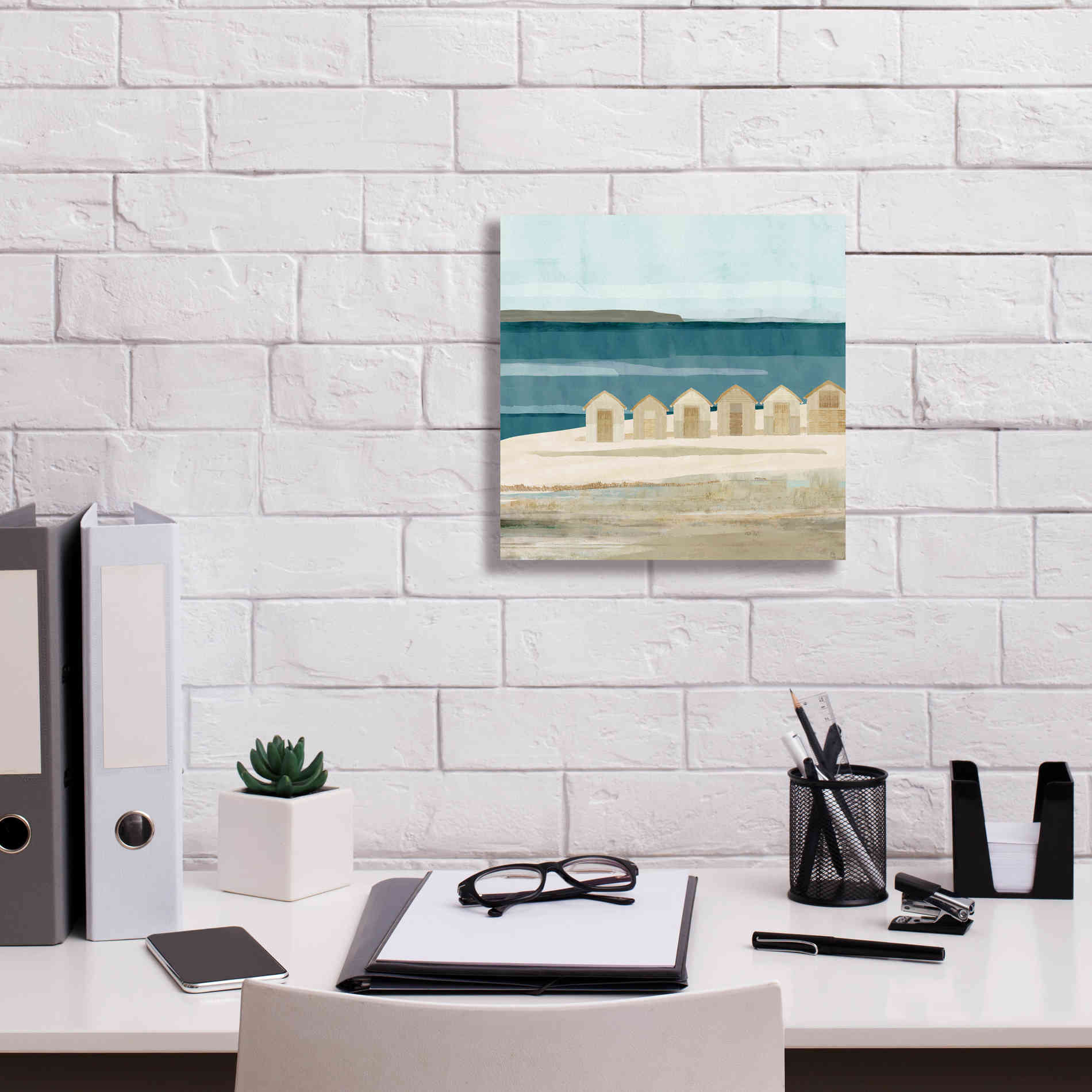 'Stone Bay Huts III' by Flora Kouta Giclee Canvas Wall Art,12 x 12