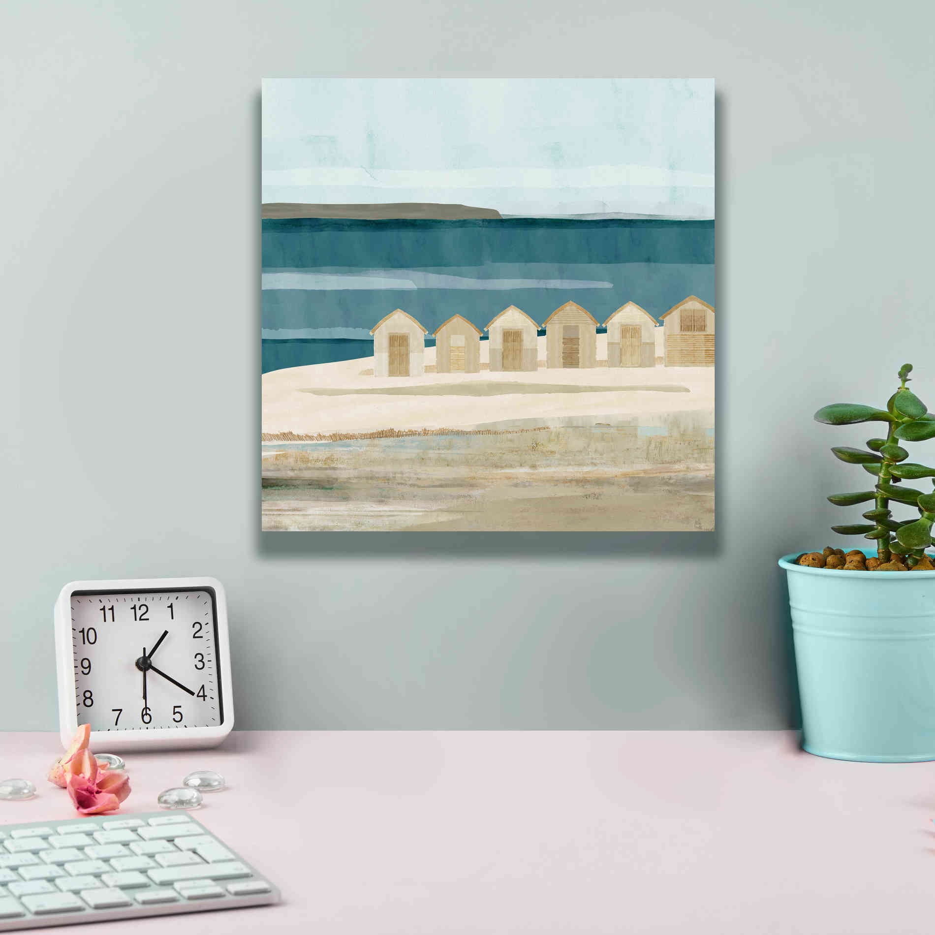 'Stone Bay Huts III' by Flora Kouta Giclee Canvas Wall Art,12 x 12