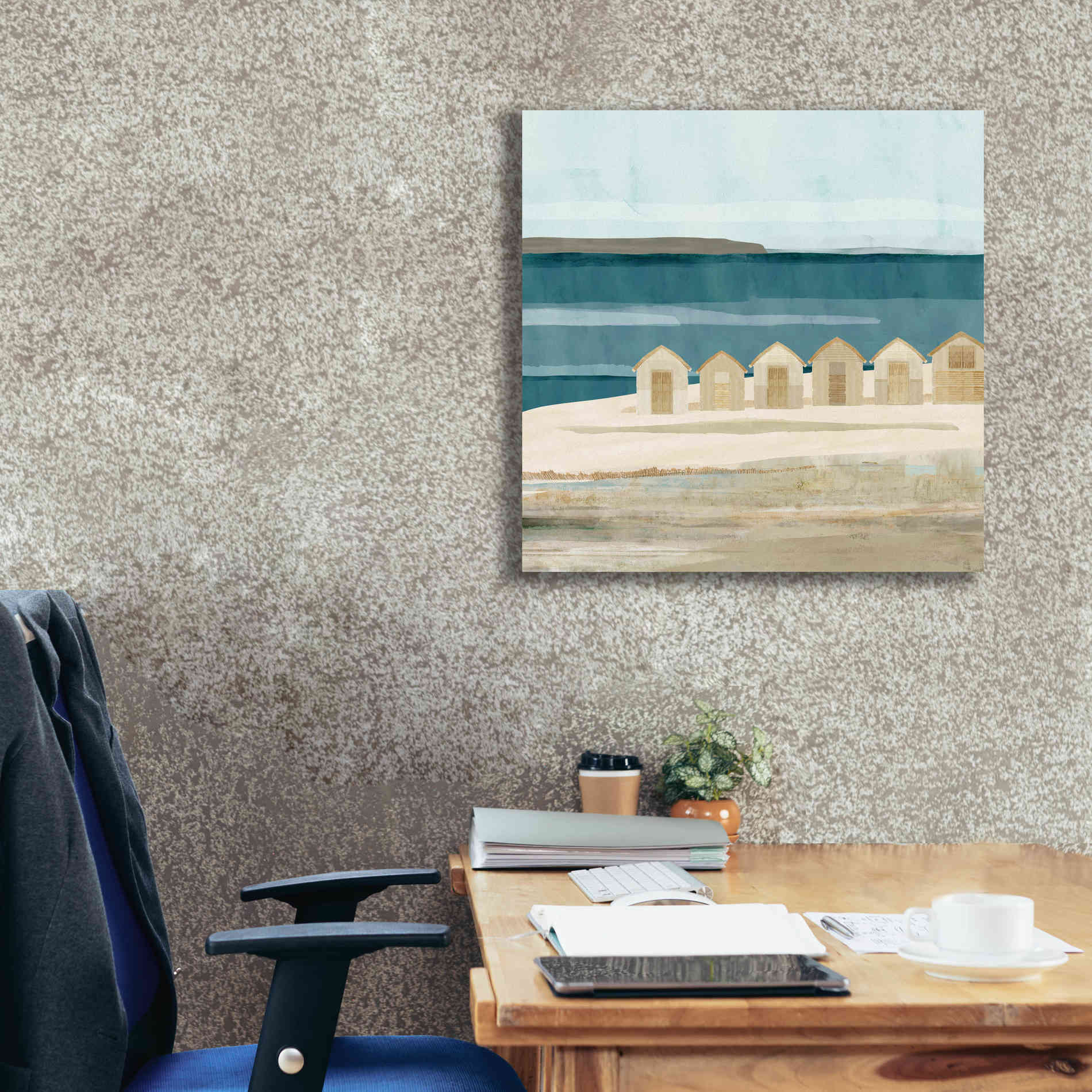 'Stone Bay Huts III' by Flora Kouta Giclee Canvas Wall Art,26 x 26