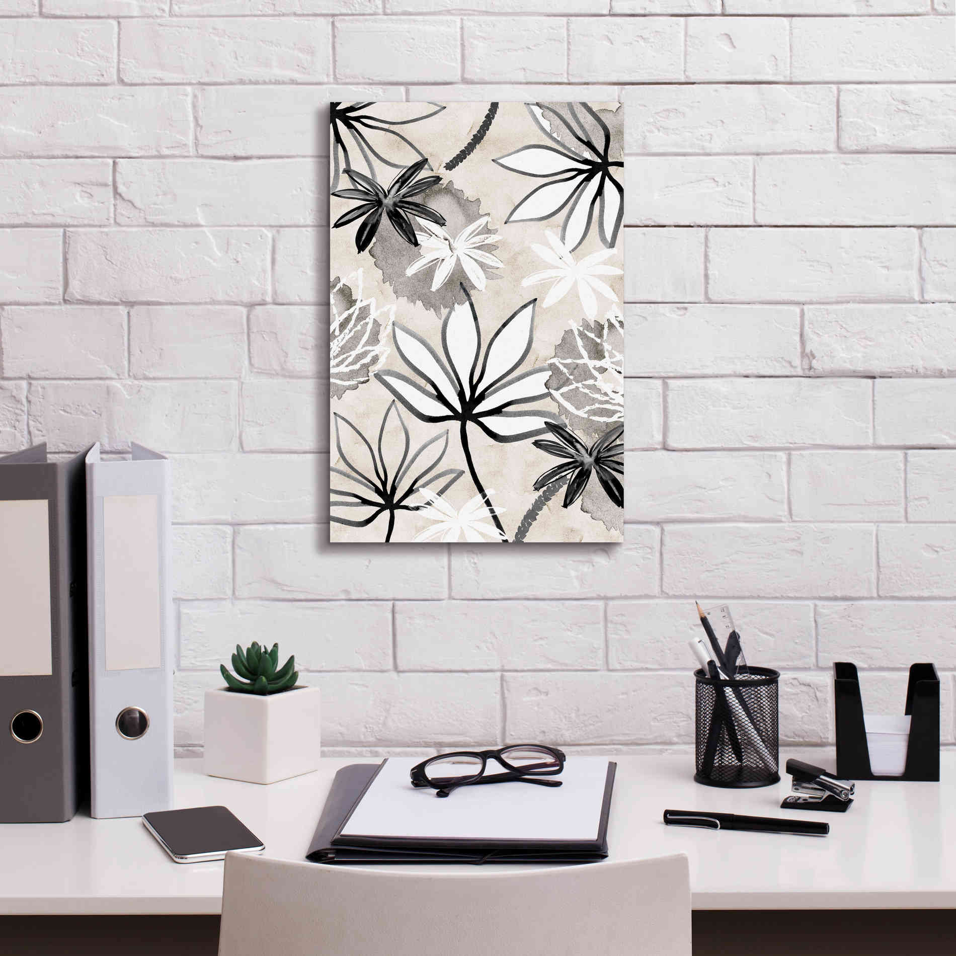 'Monochrome Flowers I' by Flora Kouta Giclee Canvas Wall Art,12 x 18