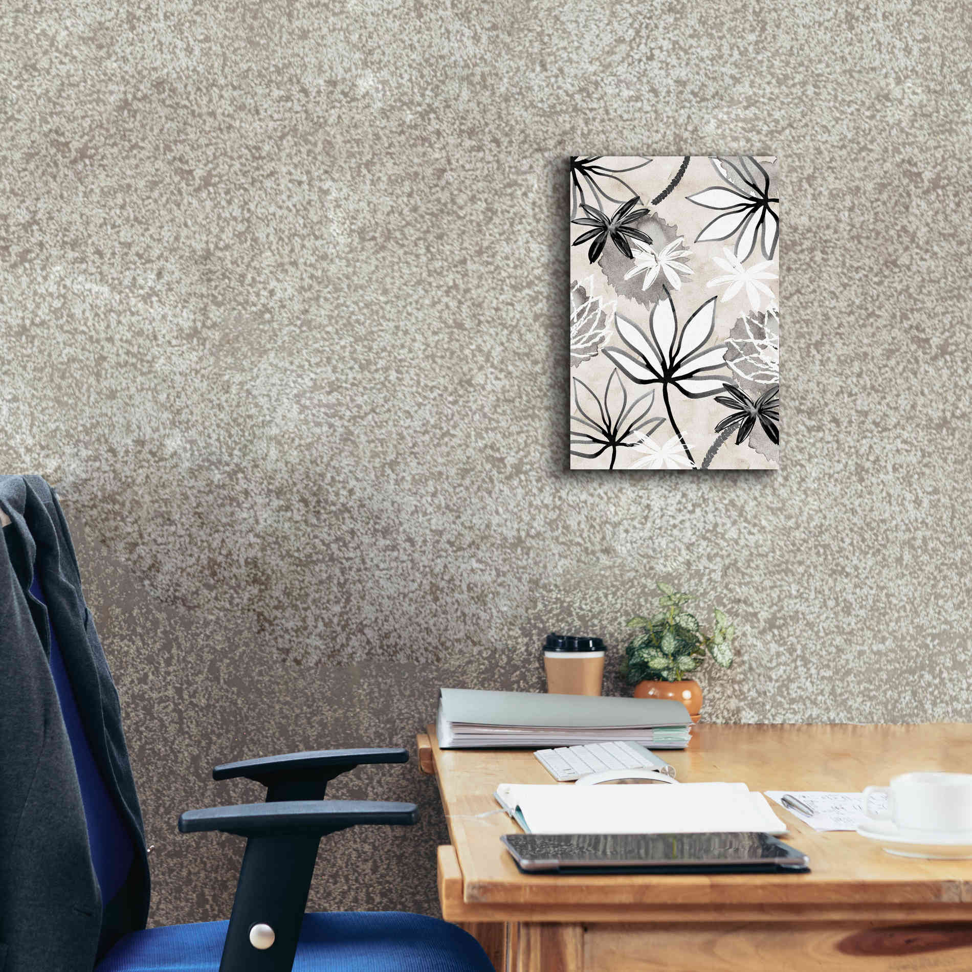 'Monochrome Flowers I' by Flora Kouta Giclee Canvas Wall Art,12 x 18