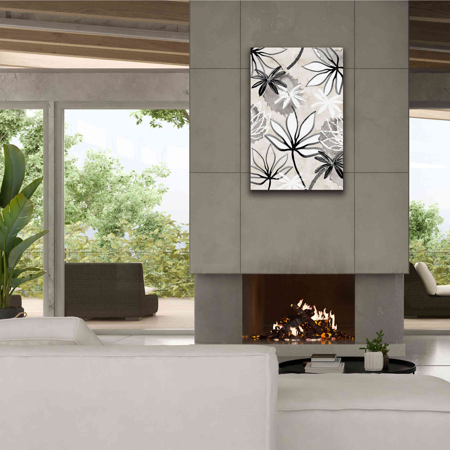 'Monochrome Flowers I' by Flora Kouta Giclee Canvas Wall Art,26 x 40