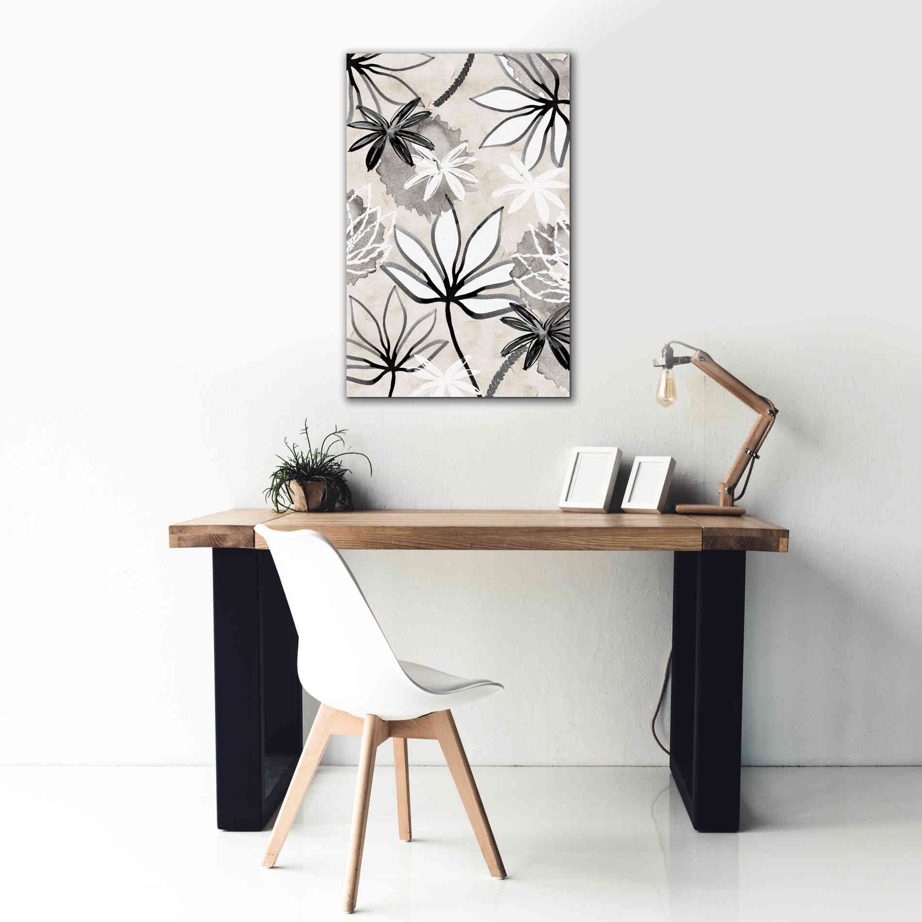 'Monochrome Flowers I' by Flora Kouta Giclee Canvas Wall Art,26 x 40