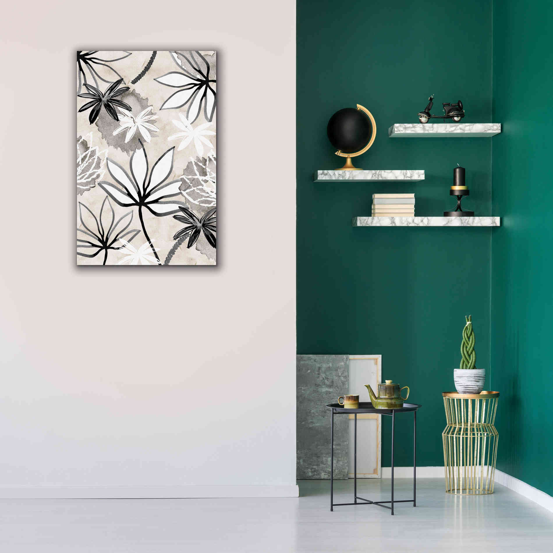'Monochrome Flowers I' by Flora Kouta Giclee Canvas Wall Art,26 x 40