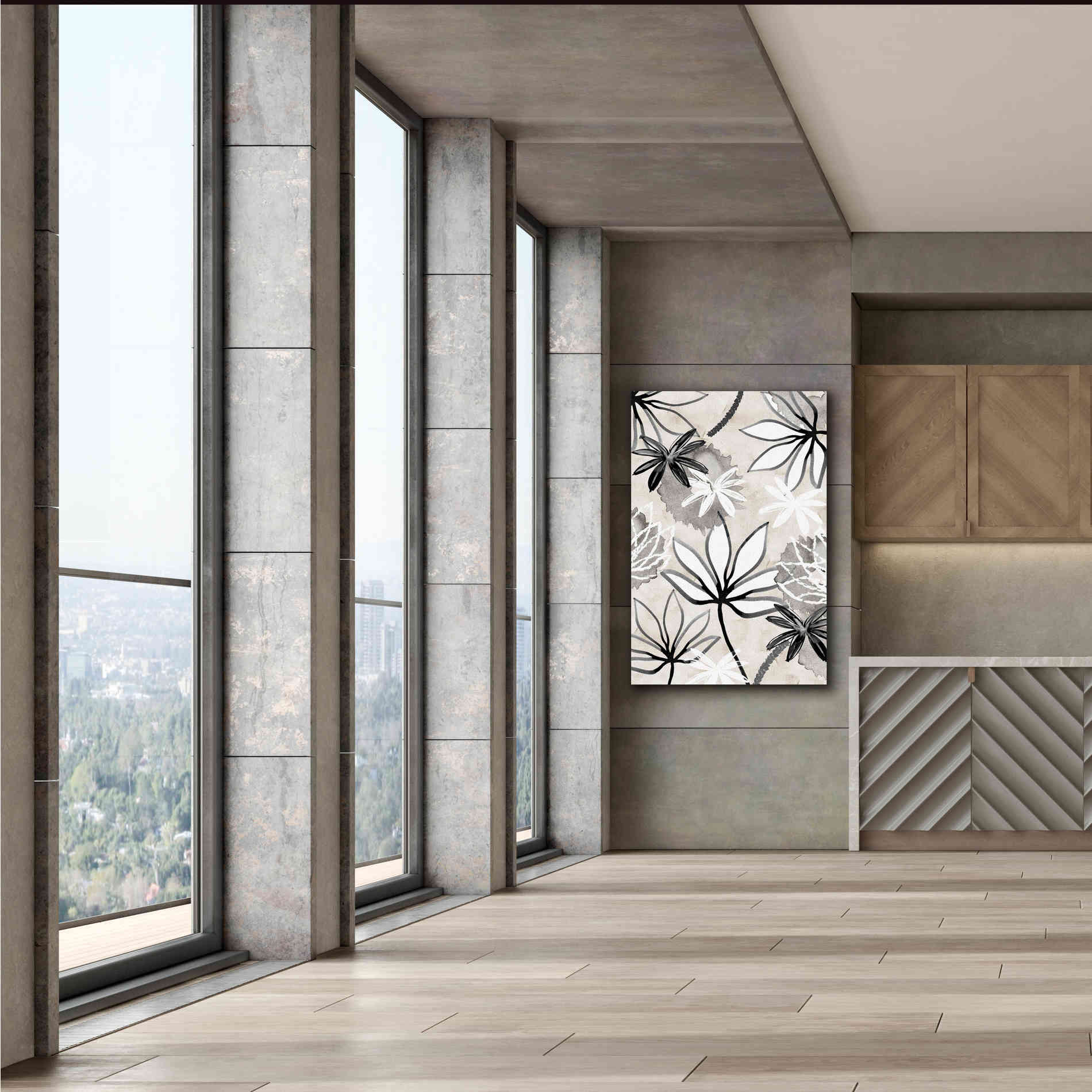 'Monochrome Flowers I' by Flora Kouta Giclee Canvas Wall Art,40 x 60