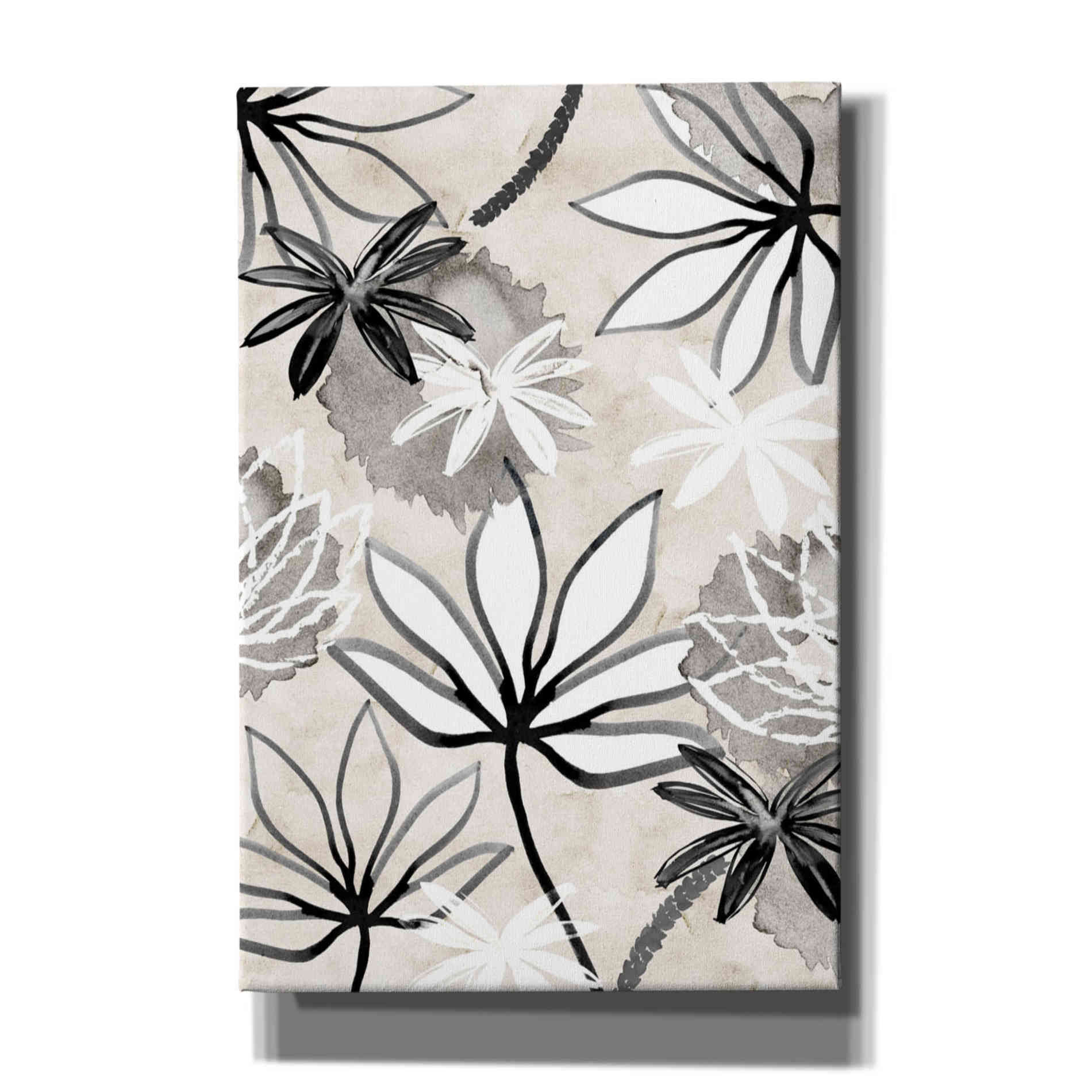 'Monochrome Flowers I' by Flora Kouta Giclee Canvas Wall Art