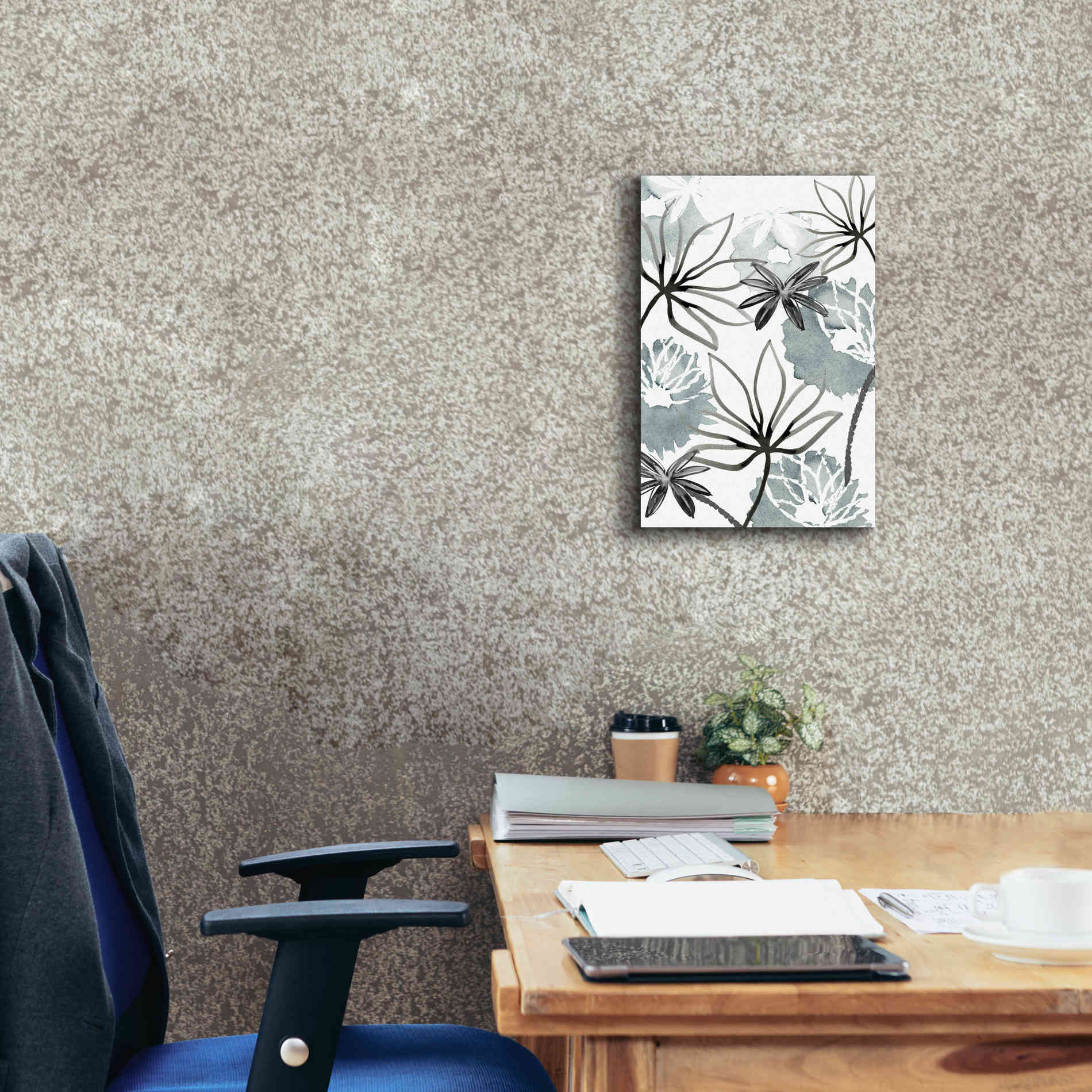 'Monochrome Flowers II' by Flora Kouta Giclee Canvas Wall Art,12 x 18