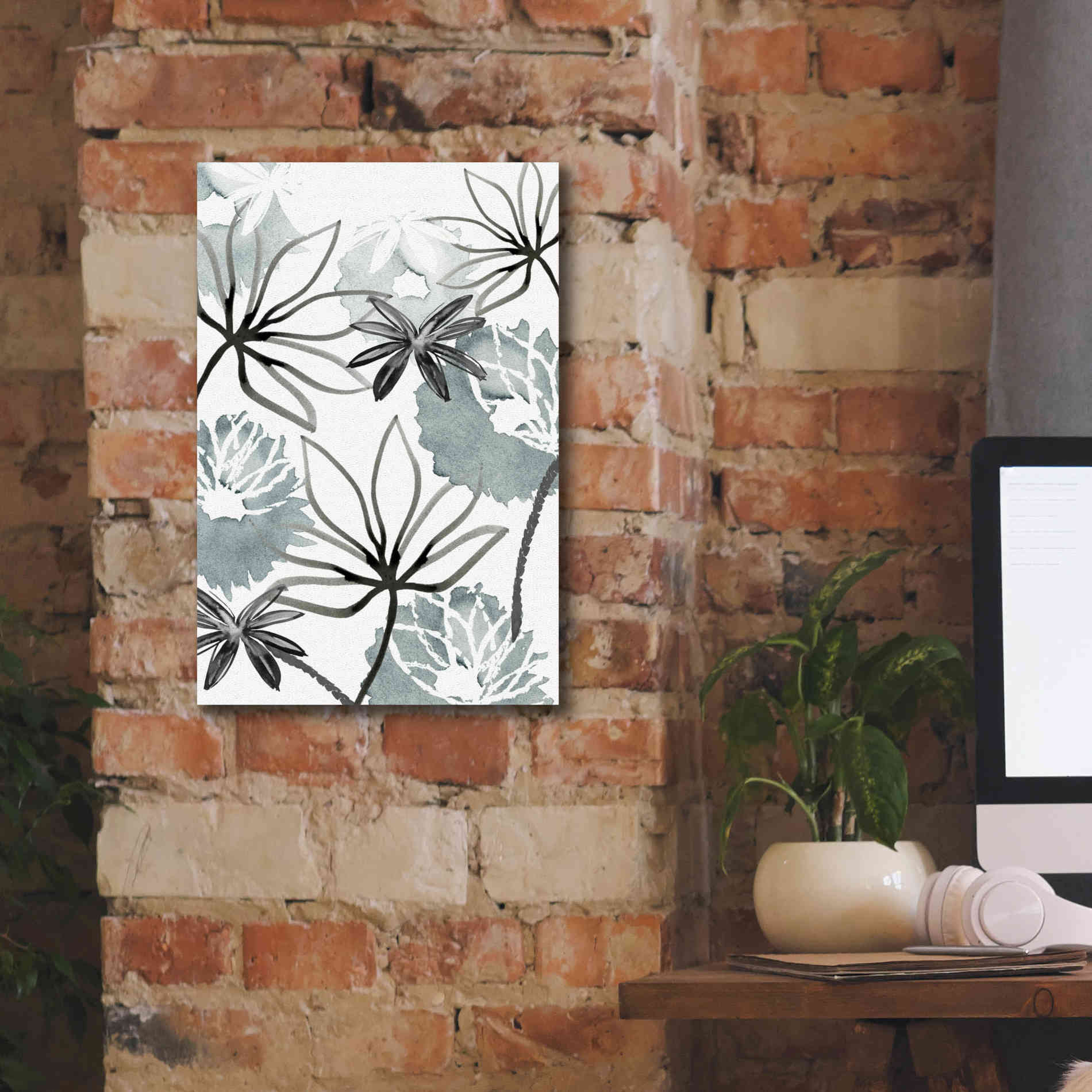 'Monochrome Flowers II' by Flora Kouta Giclee Canvas Wall Art,12 x 18