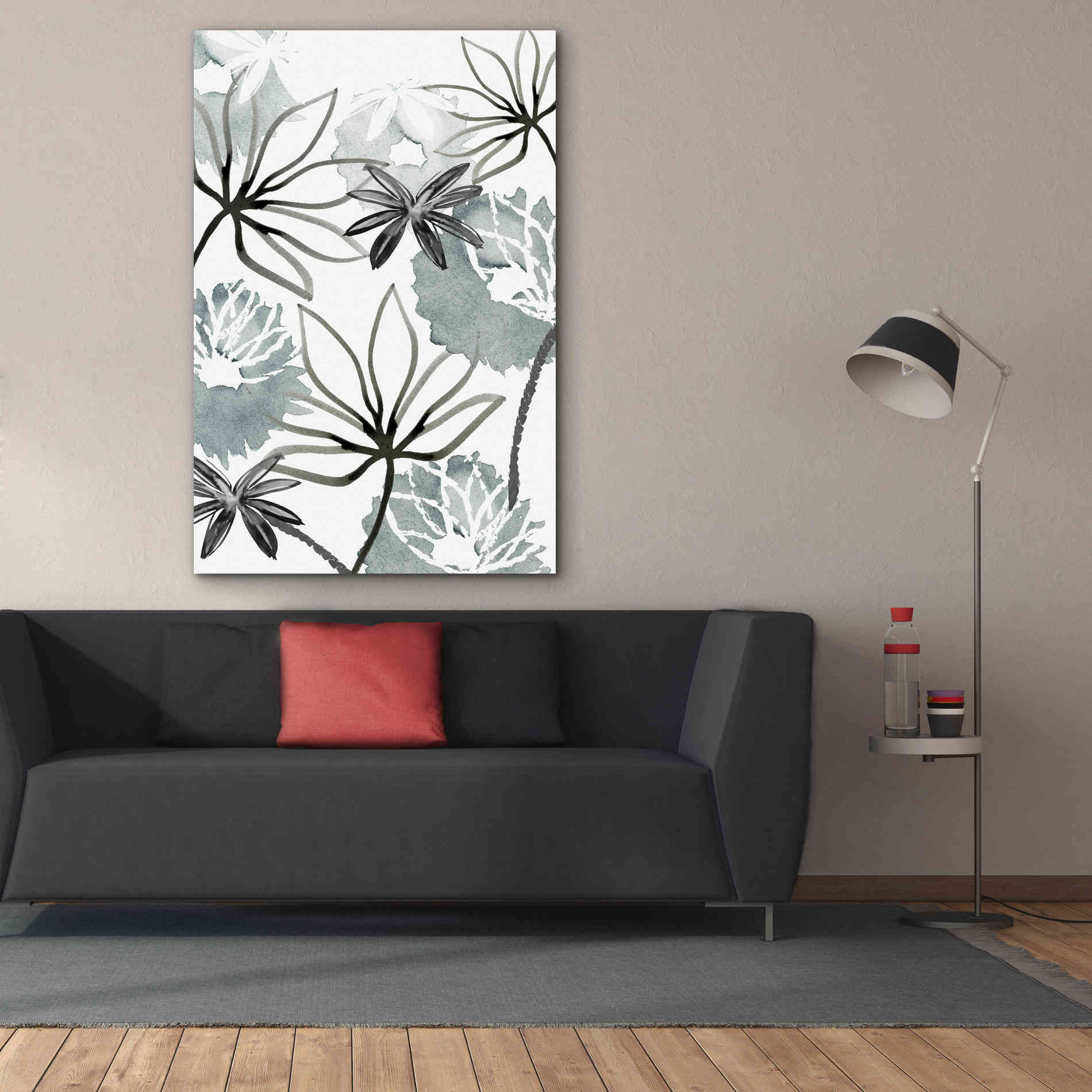 'Monochrome Flowers II' by Flora Kouta Giclee Canvas Wall Art,40 x 60