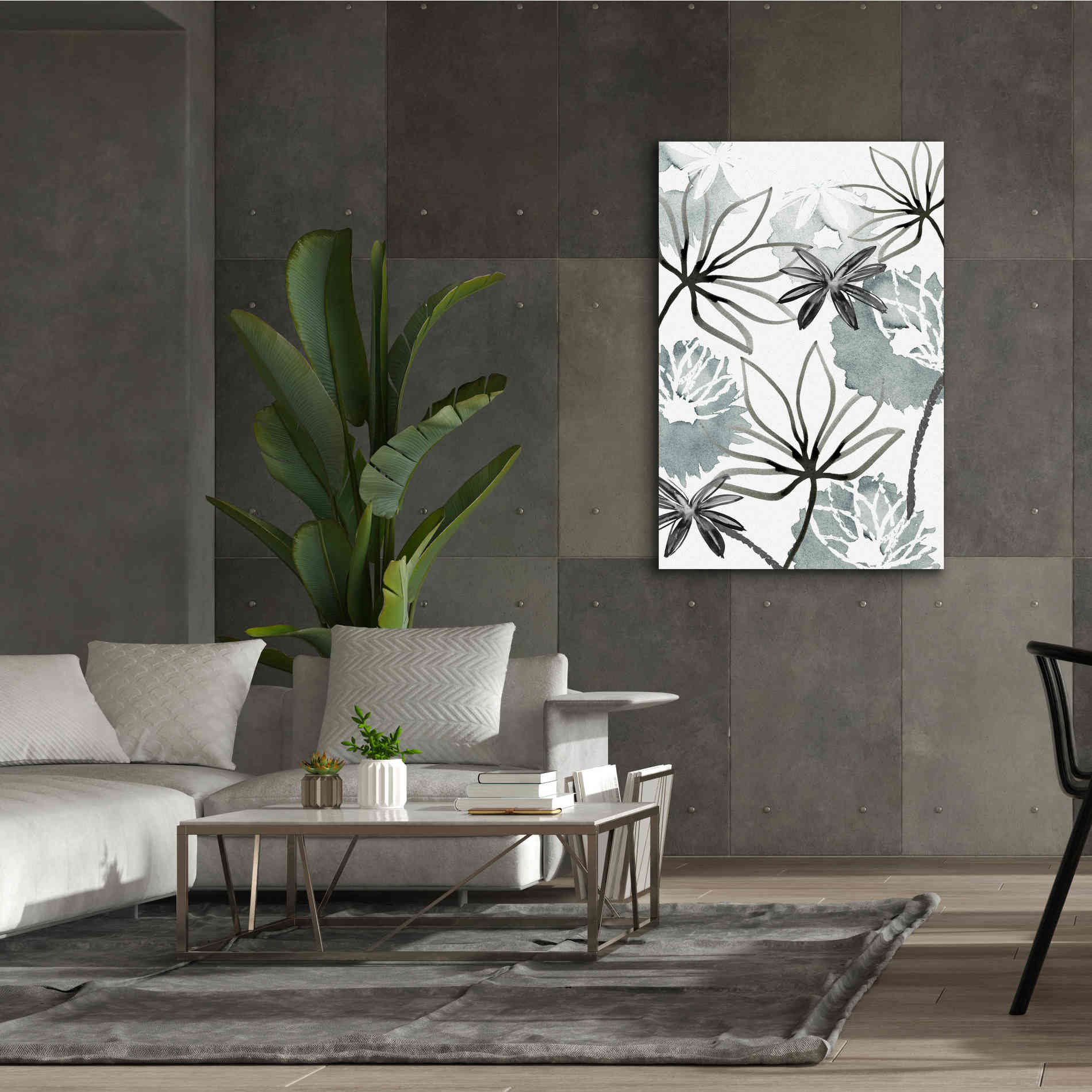 'Monochrome Flowers II' by Flora Kouta Giclee Canvas Wall Art,40 x 60