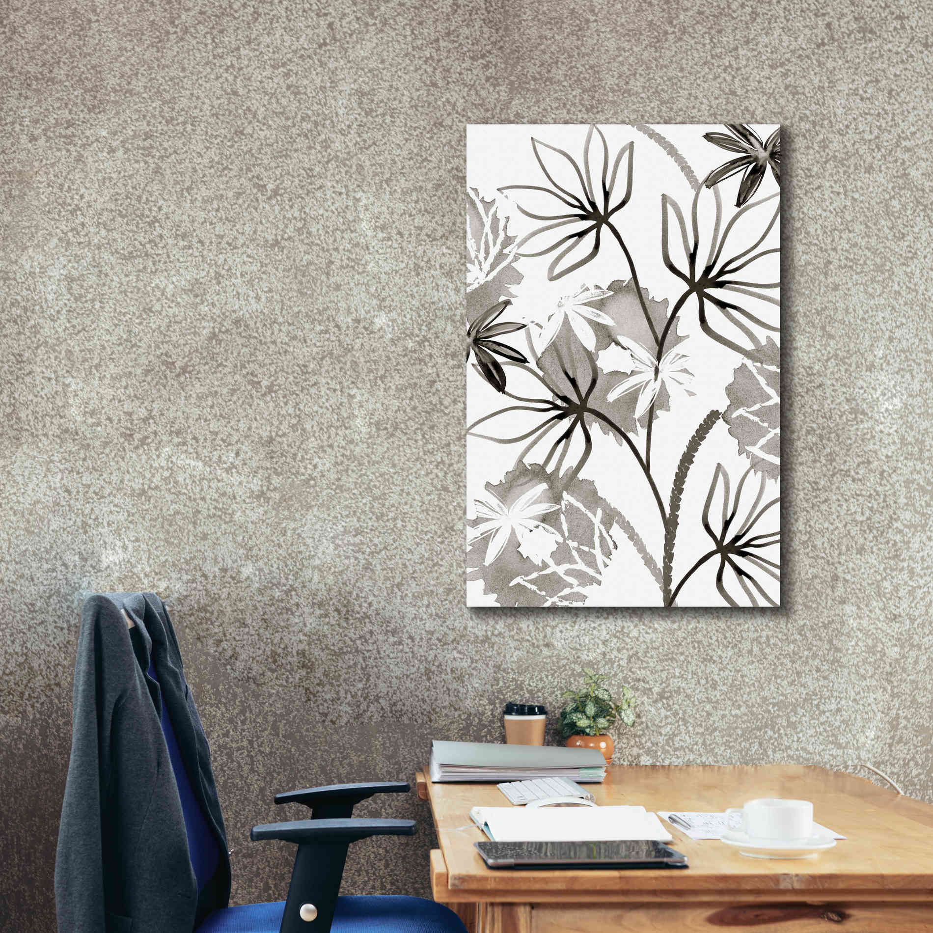 'Monochrome Flowers III' by Flora Kouta Giclee Canvas Wall Art,26 x 40