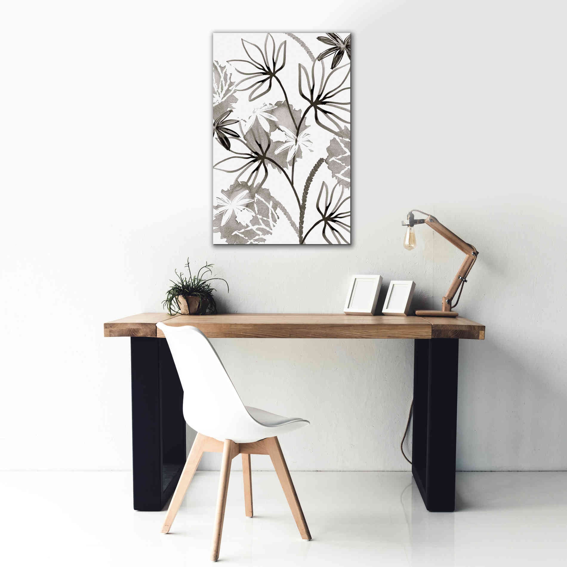 'Monochrome Flowers III' by Flora Kouta Giclee Canvas Wall Art,26 x 40
