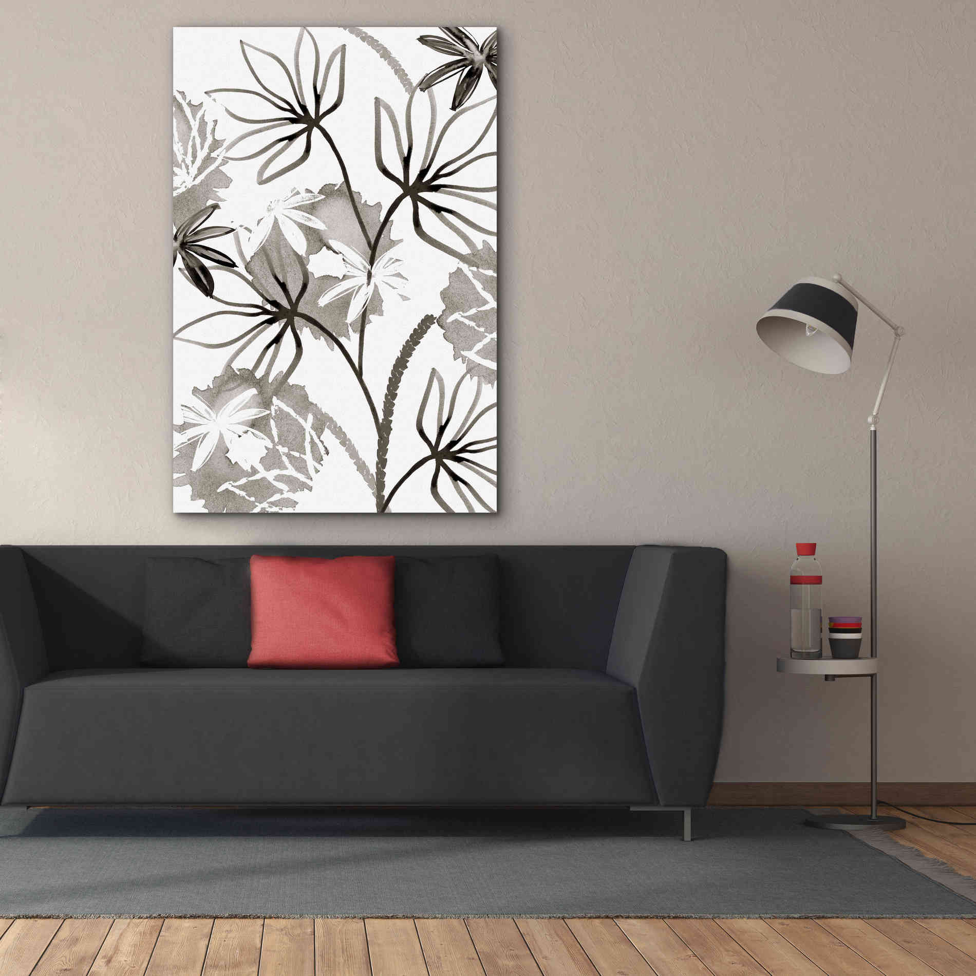 'Monochrome Flowers III' by Flora Kouta Giclee Canvas Wall Art,40 x 60