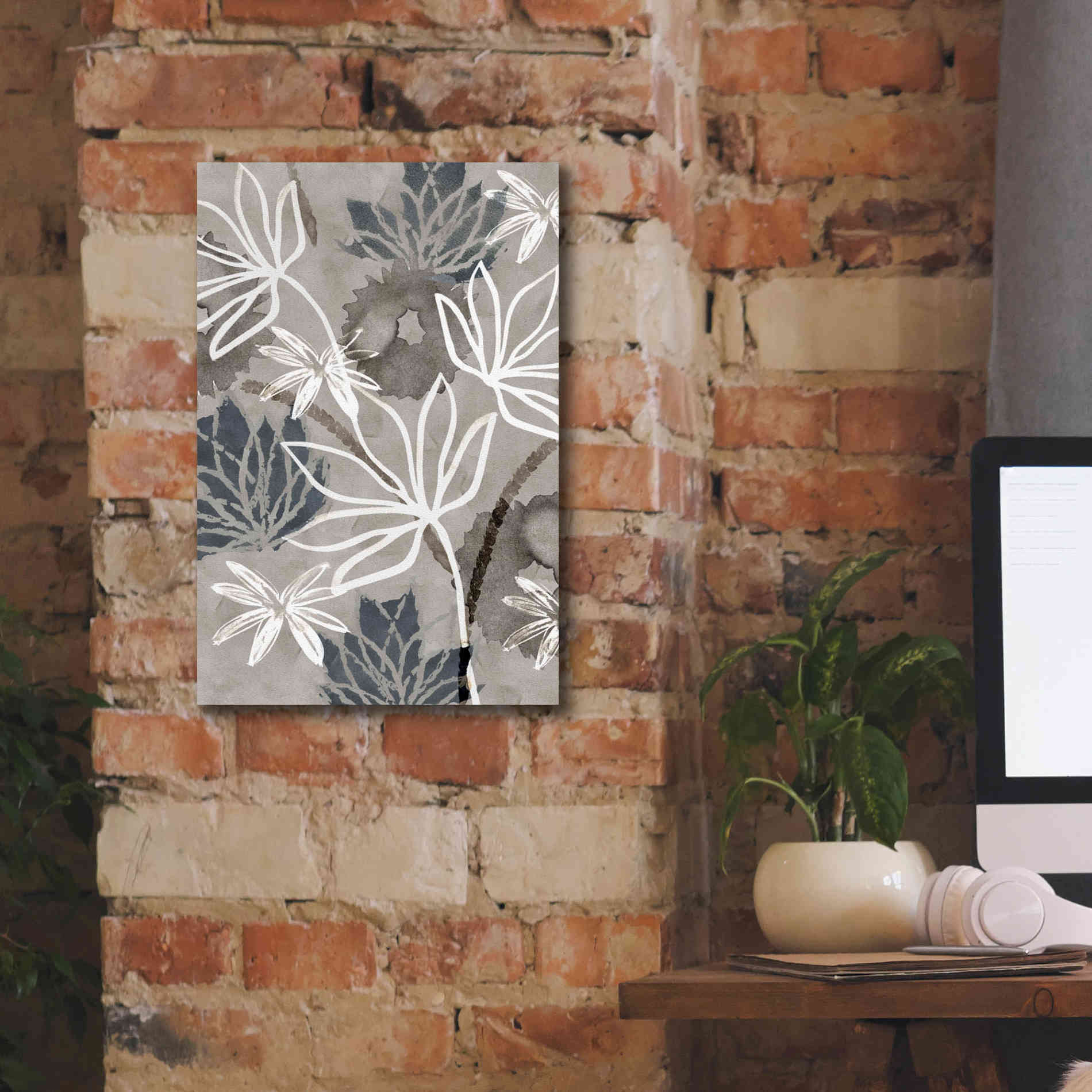 'Monochrome Flowers IV' by Flora Kouta Giclee Canvas Wall Art,12 x 18