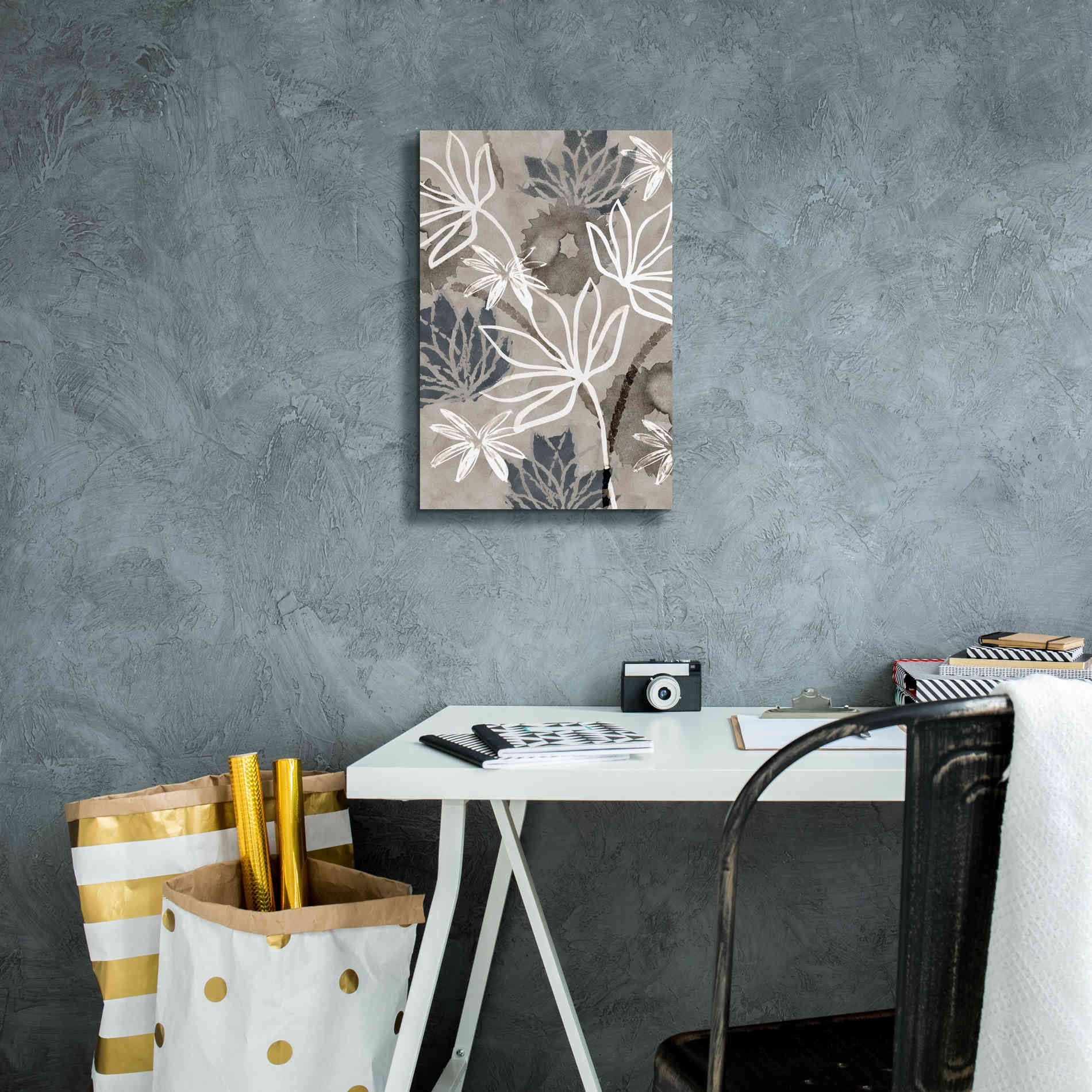 'Monochrome Flowers IV' by Flora Kouta Giclee Canvas Wall Art,12 x 18