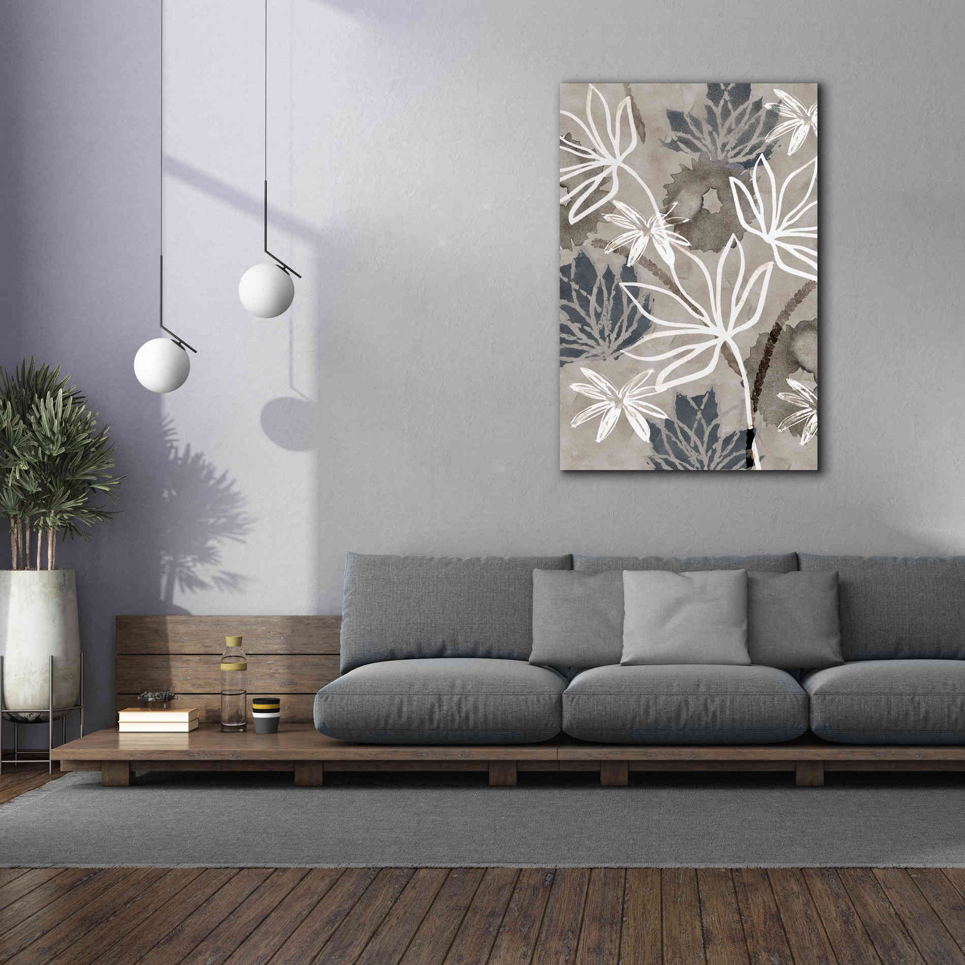 'Monochrome Flowers IV' by Flora Kouta Giclee Canvas Wall Art,40 x 60