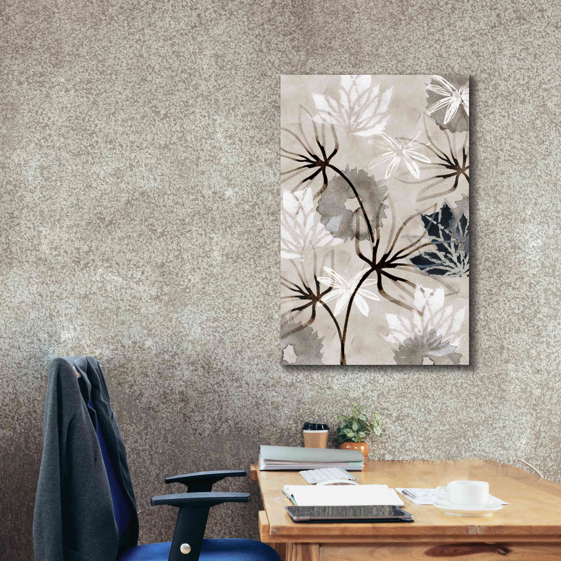 'Monochrome Flowers V' by Flora Kouta Giclee Canvas Wall Art,26 x 40
