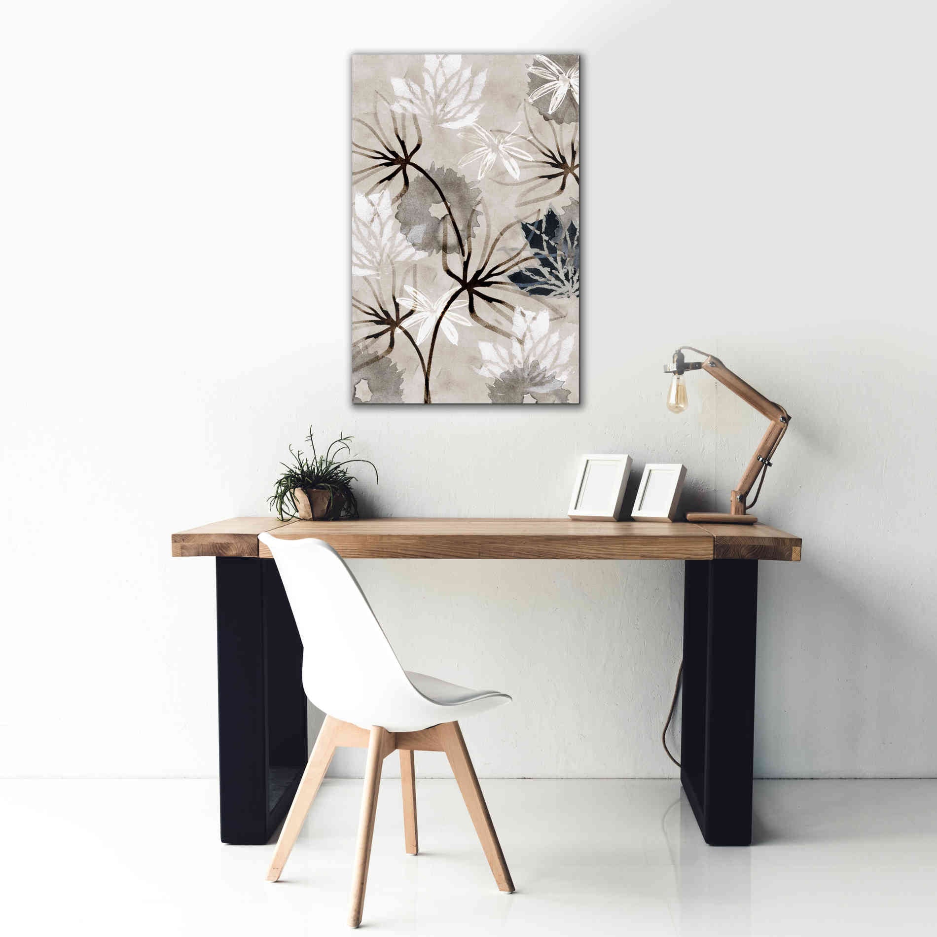 'Monochrome Flowers V' by Flora Kouta Giclee Canvas Wall Art,26 x 40