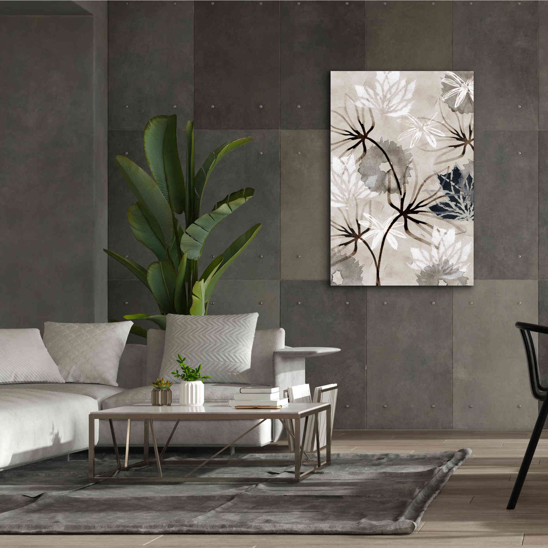 'Monochrome Flowers V' by Flora Kouta Giclee Canvas Wall Art,40 x 60