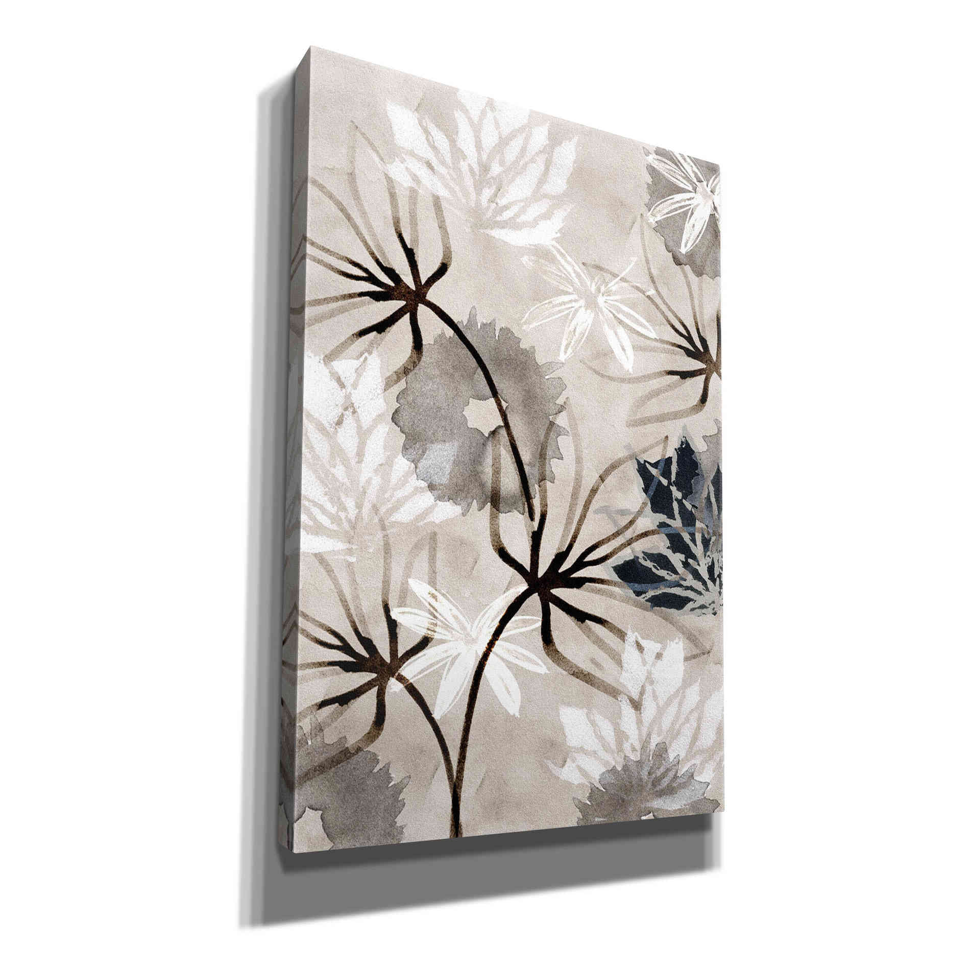 'Monochrome Flowers V' by Flora Kouta Giclee Canvas Wall Art