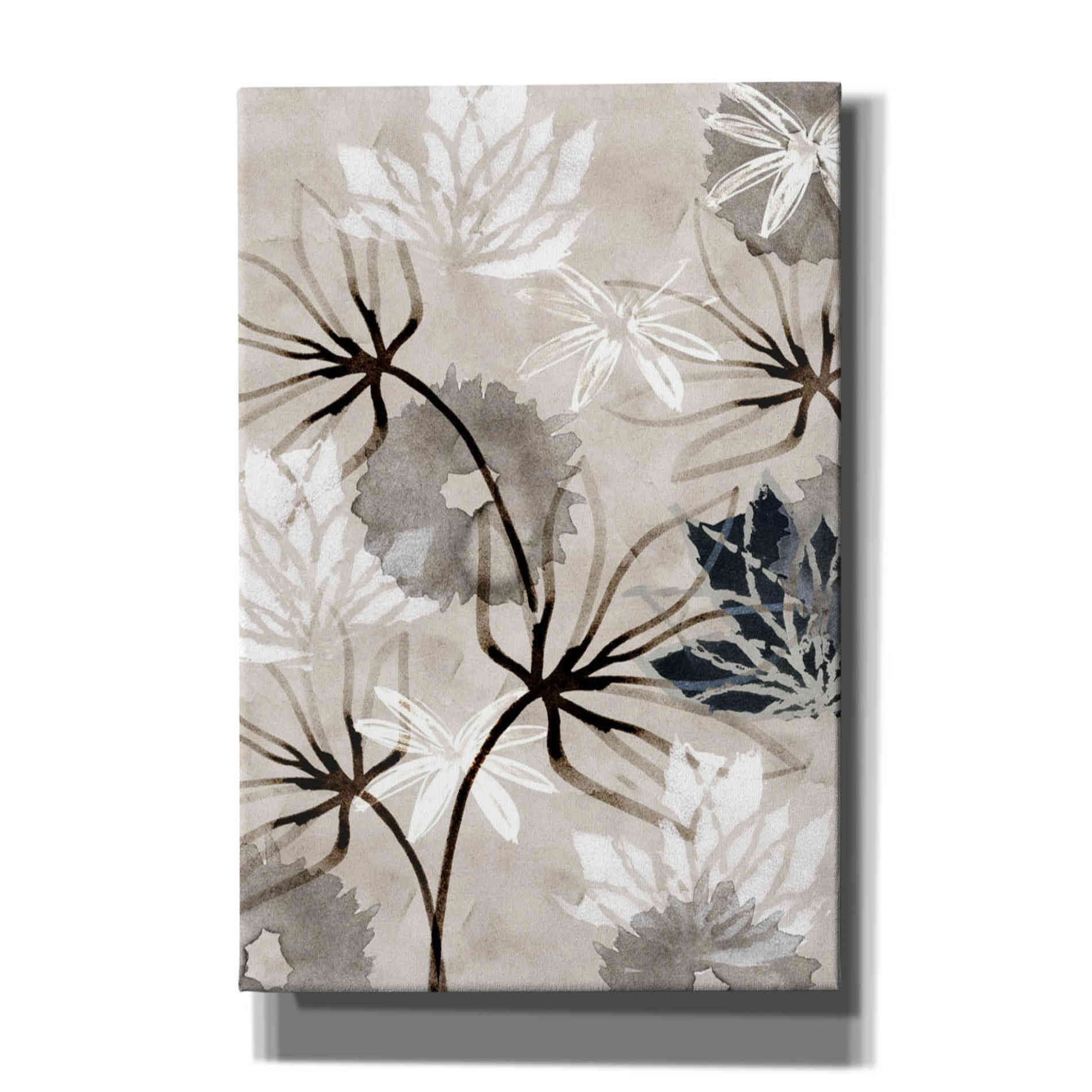 'Monochrome Flowers V' by Flora Kouta Giclee Canvas Wall Art