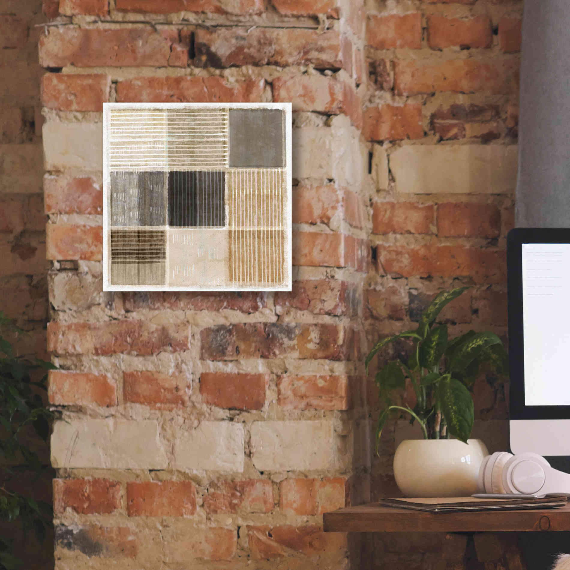 'Natural Patchwork II' by Flora Kouta Giclee Canvas Wall Art,12 x 12