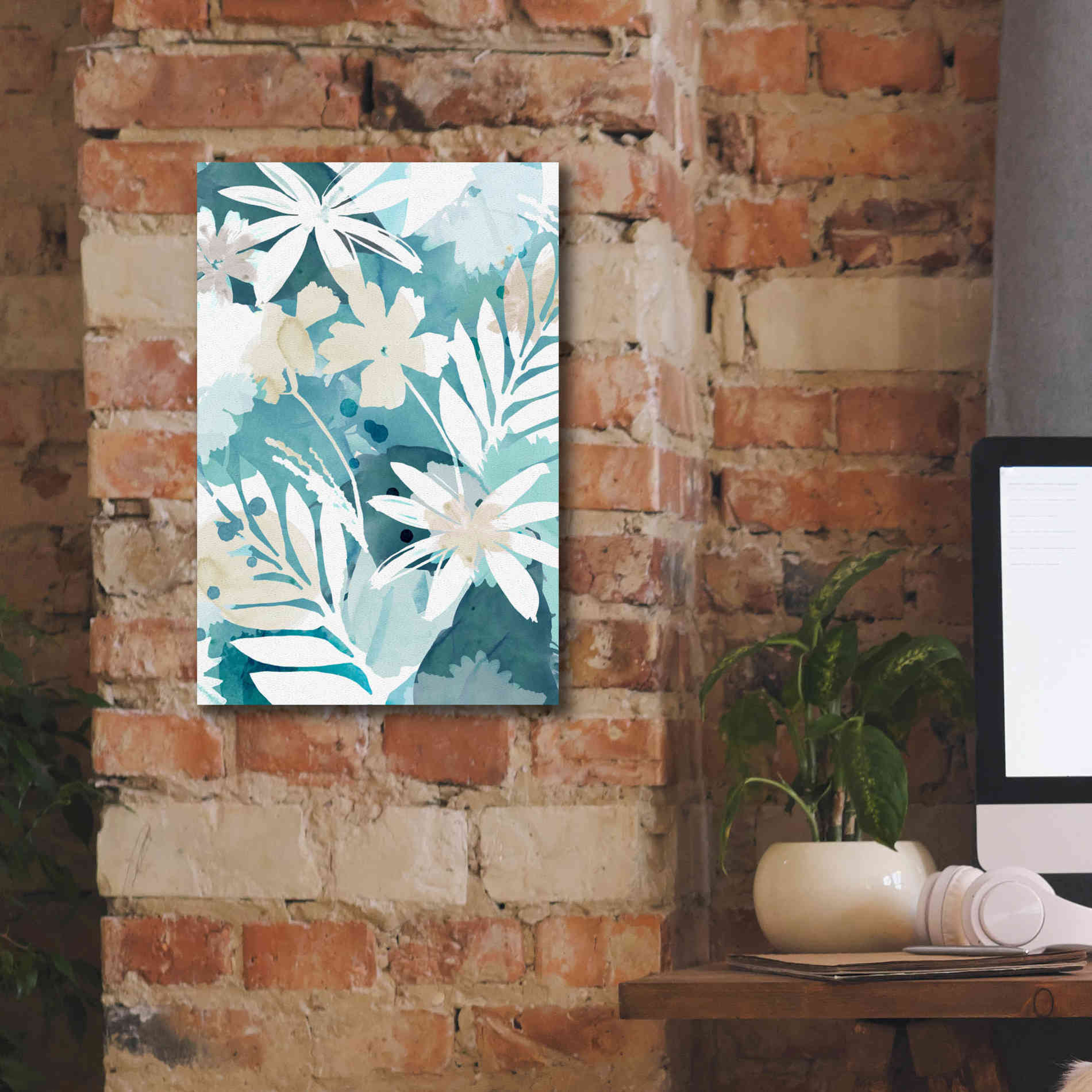 'Soft Blue Floral I' by Flora Kouta Giclee Canvas Wall Art,12 x 18