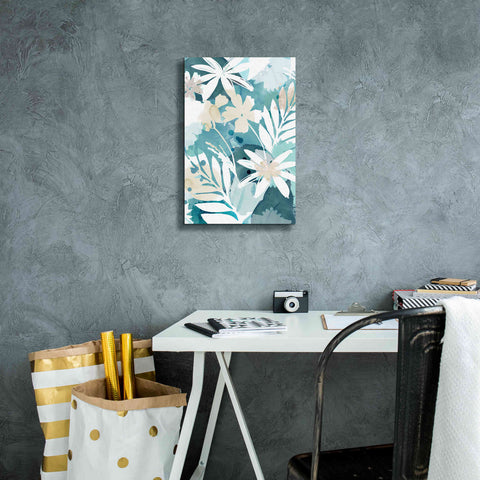 Image of 'Soft Blue Floral I' by Flora Kouta Giclee Canvas Wall Art,12 x 18