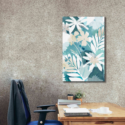 Image of 'Soft Blue Floral I' by Flora Kouta Giclee Canvas Wall Art,26 x 40