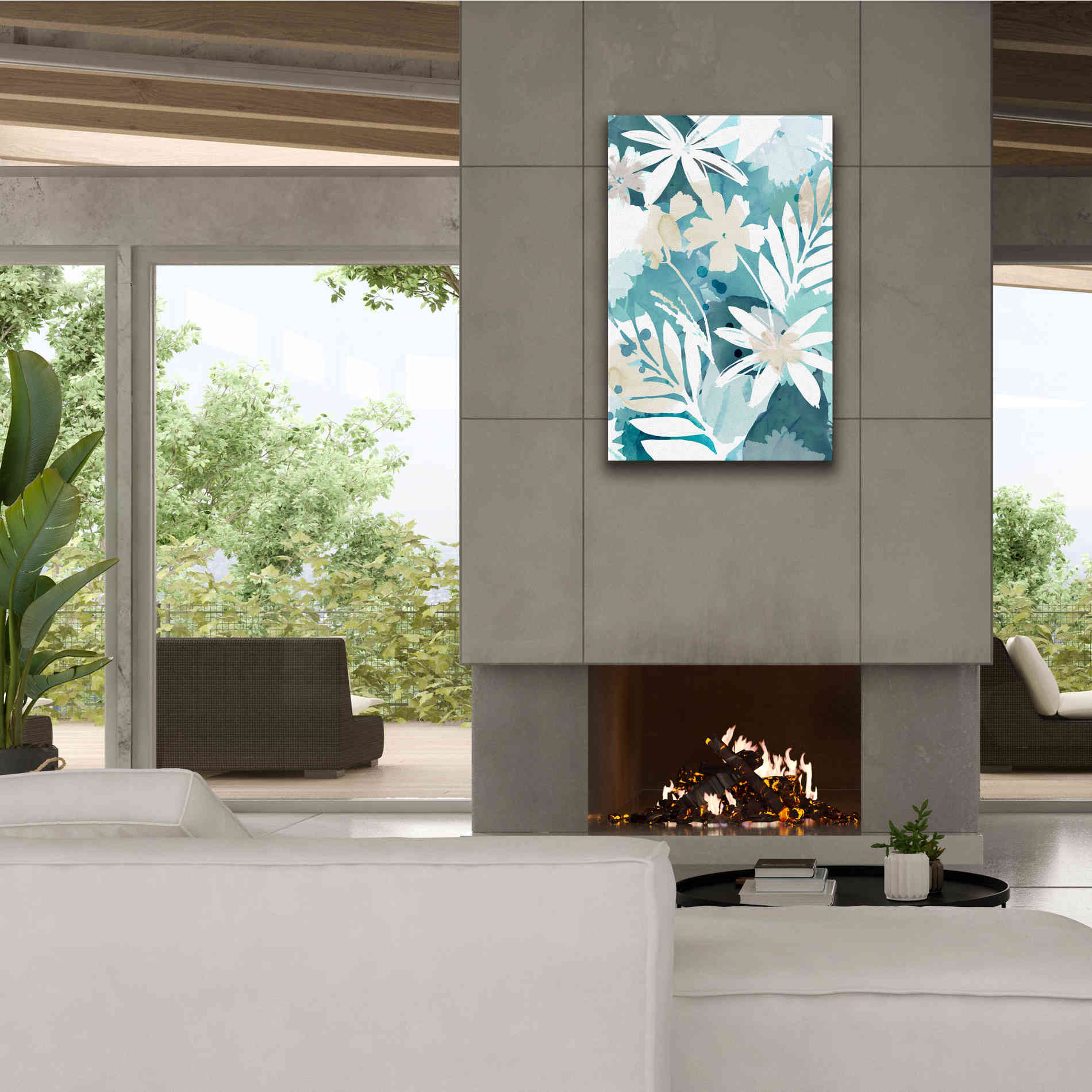 'Soft Blue Floral I' by Flora Kouta Giclee Canvas Wall Art,26 x 40