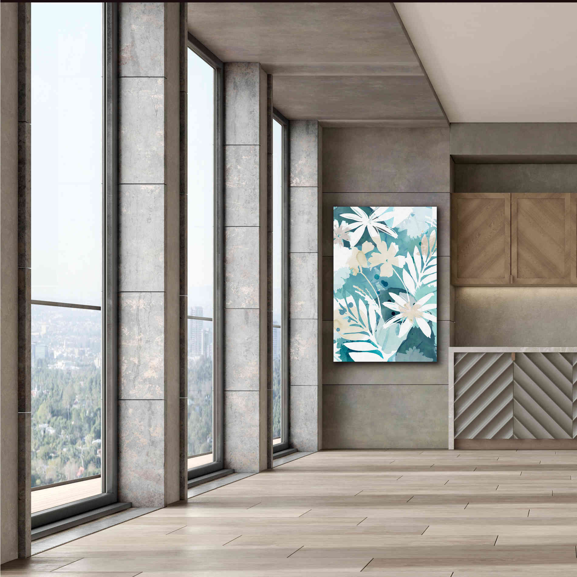 'Soft Blue Floral I' by Flora Kouta Giclee Canvas Wall Art,40 x 60