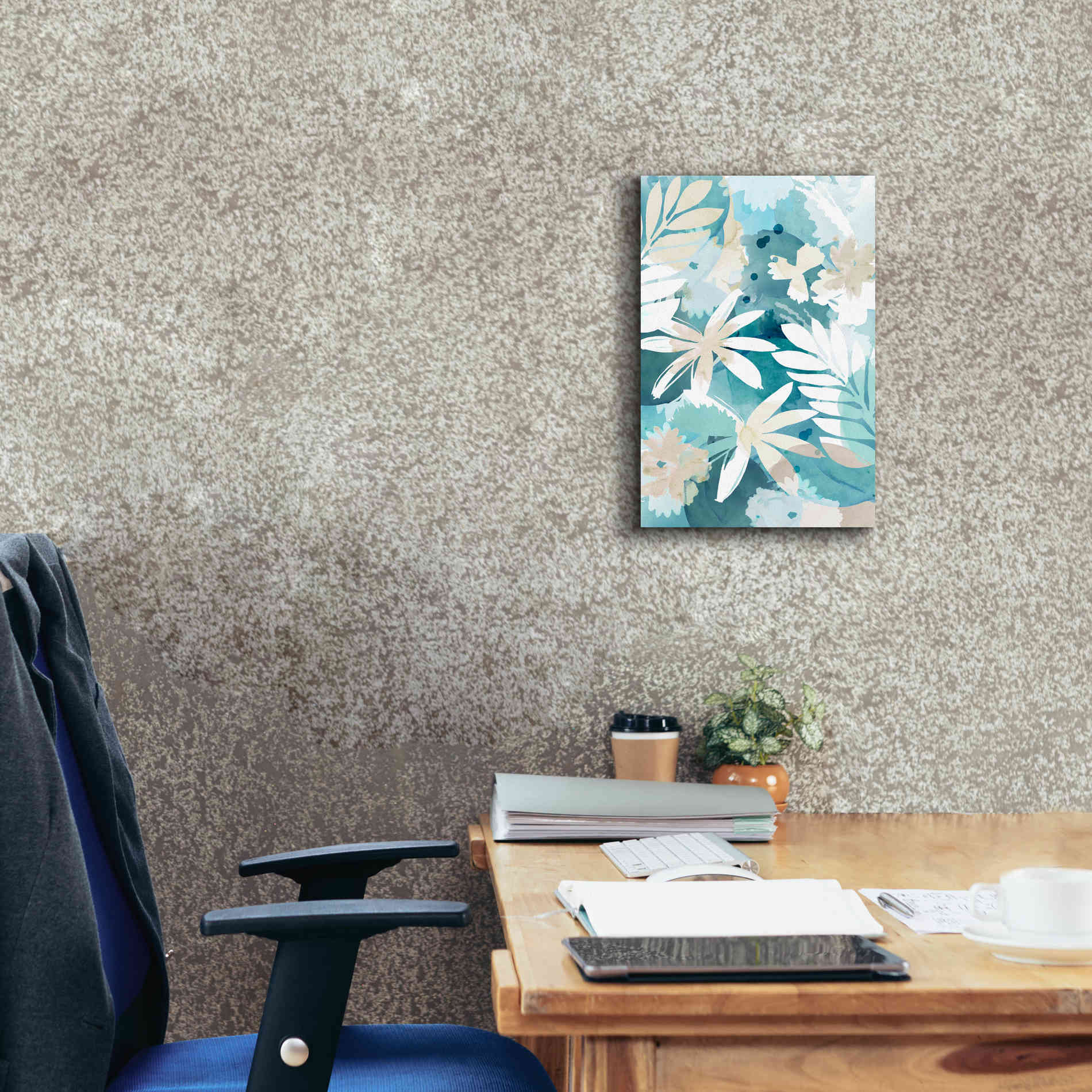 'Soft Blue Floral II' by Flora Kouta Giclee Canvas Wall Art,12 x 18