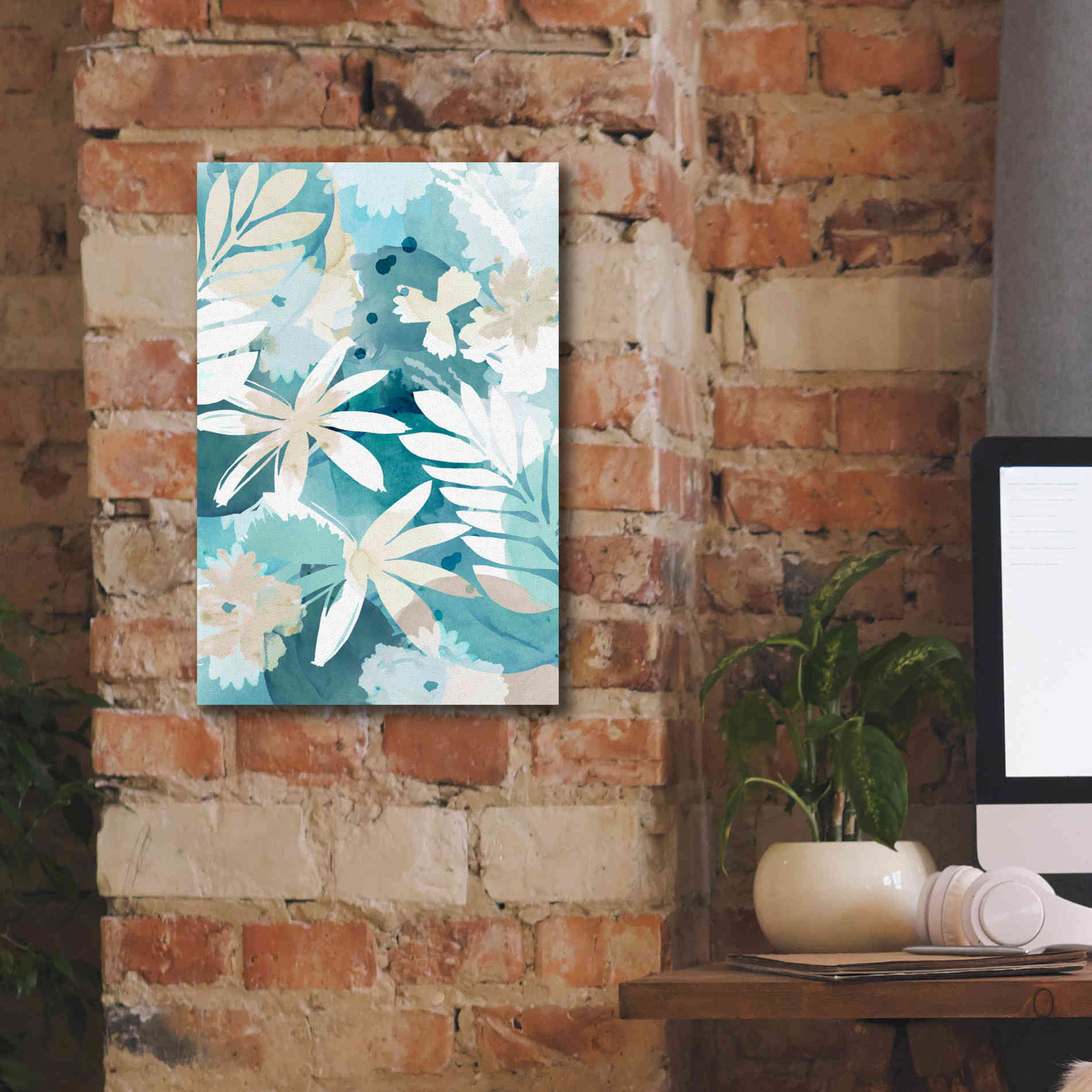 'Soft Blue Floral II' by Flora Kouta Giclee Canvas Wall Art,12 x 18