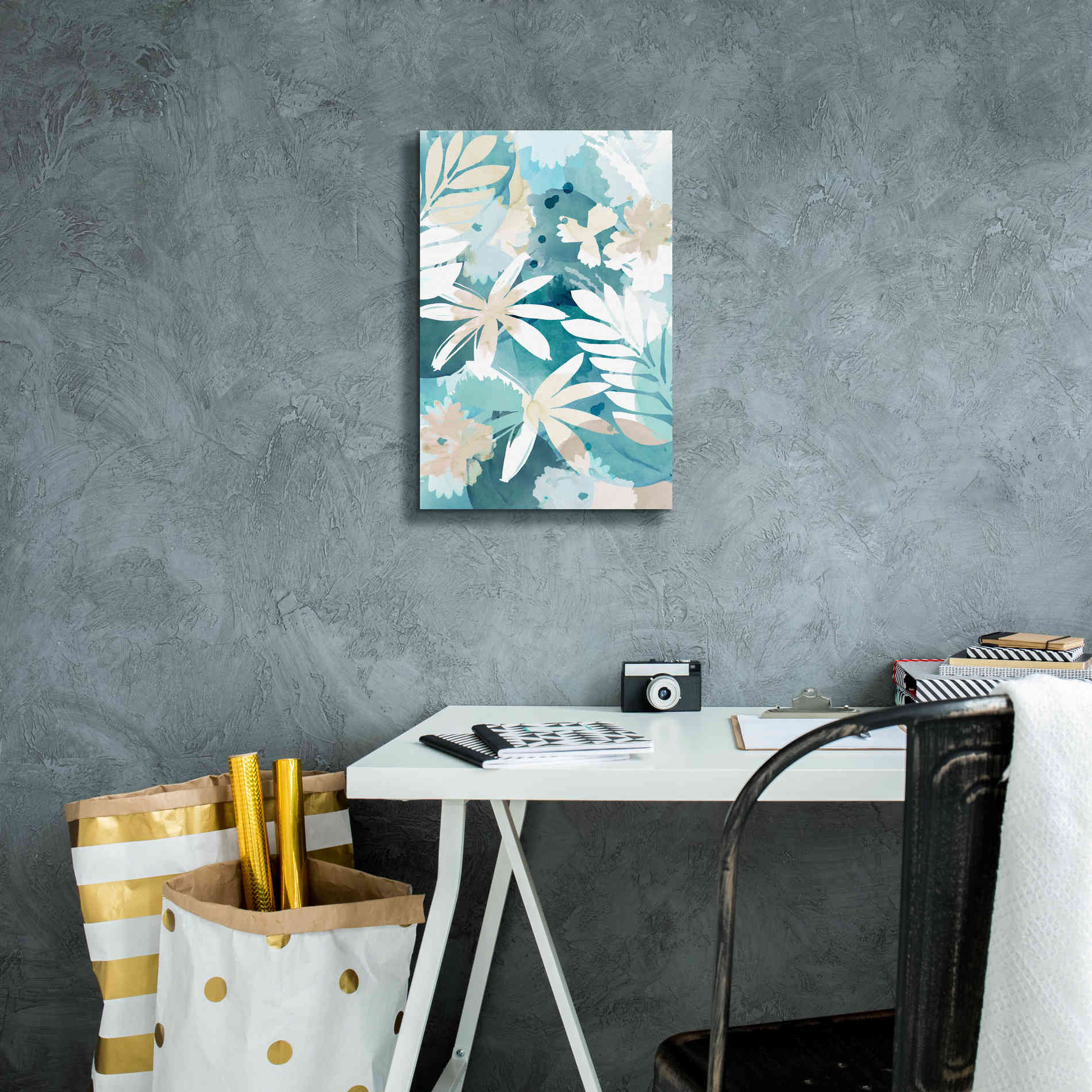 'Soft Blue Floral II' by Flora Kouta Giclee Canvas Wall Art,12 x 18