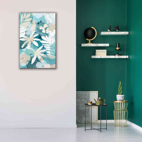 Image of 'Soft Blue Floral II' by Flora Kouta Giclee Canvas Wall Art,26 x 40