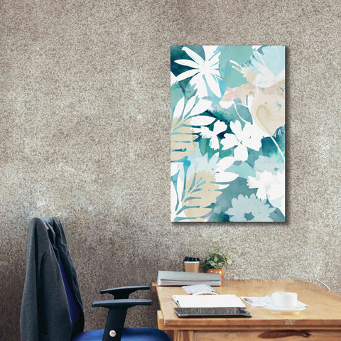 Image of 'Soft Blue Floral III' by Flora Kouta Giclee Canvas Wall Art,26 x 40