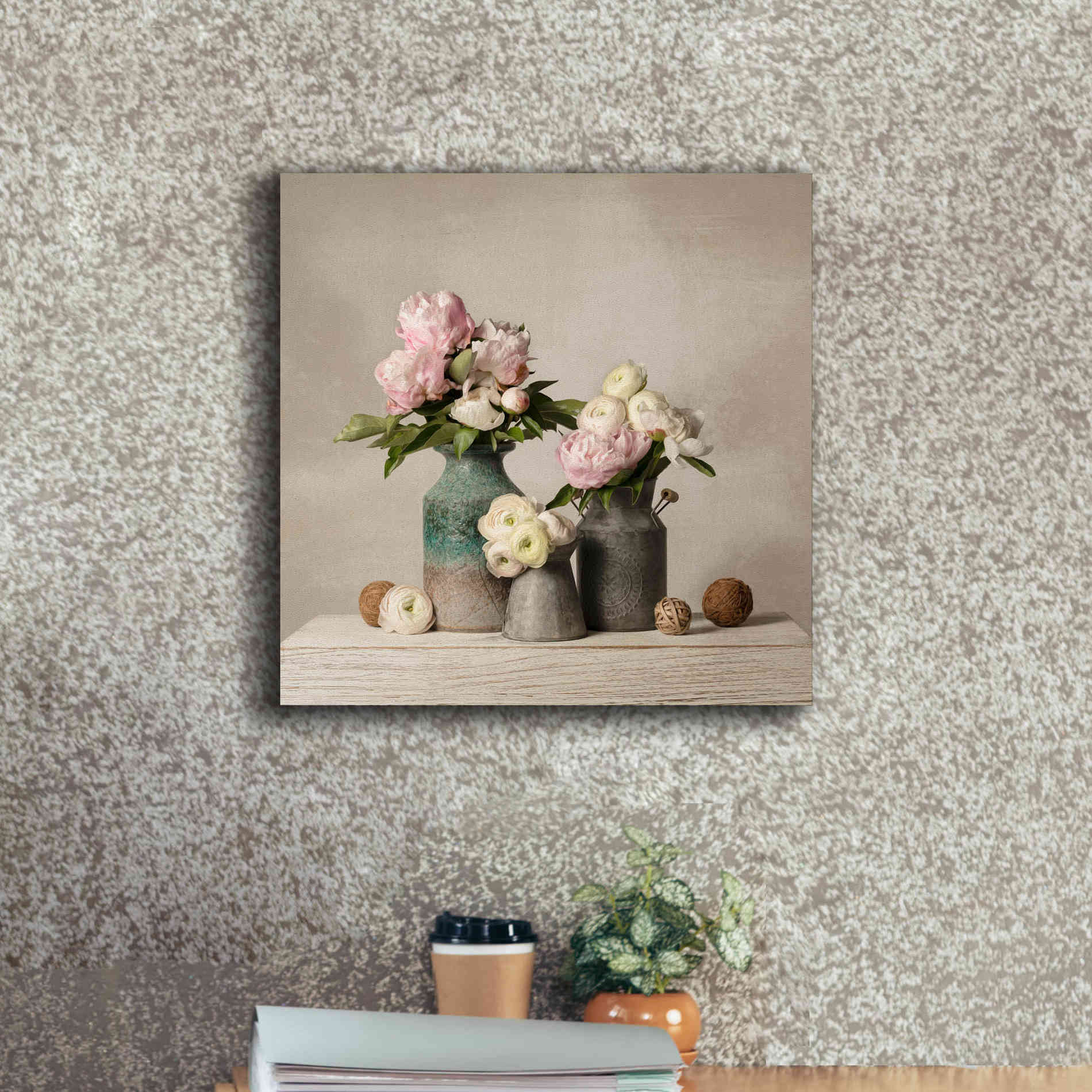 'Three Spring Blooms' by Leah McLean Giclee Canvas Wall Art,18 x 18