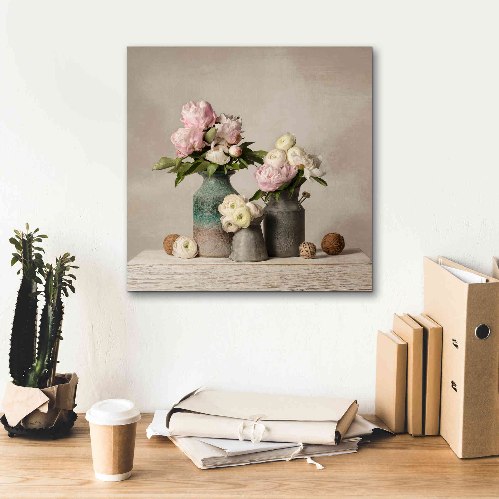 'Three Spring Blooms' by Leah McLean Giclee Canvas Wall Art,18 x 18