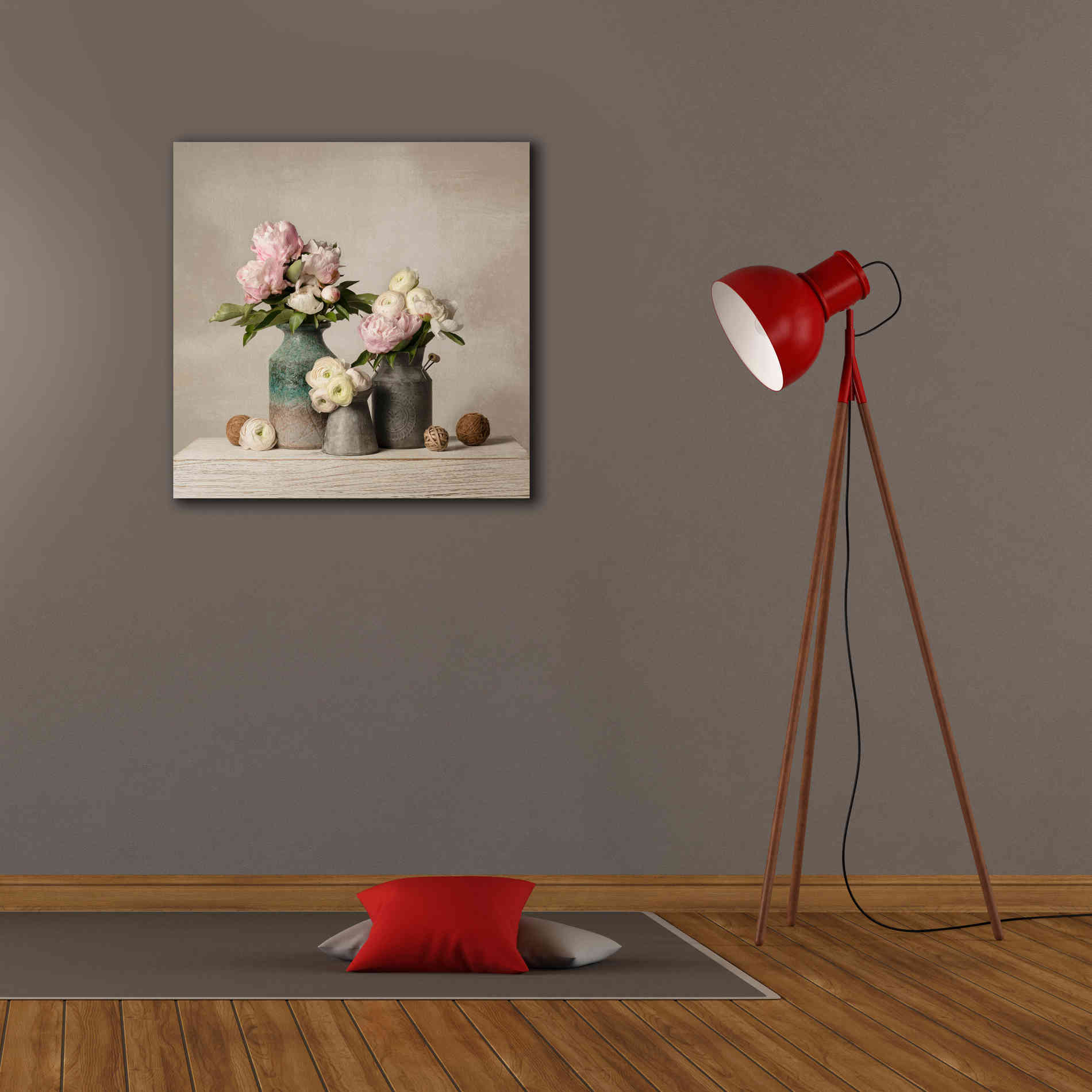 'Three Spring Blooms' by Leah McLean Giclee Canvas Wall Art,26 x 26