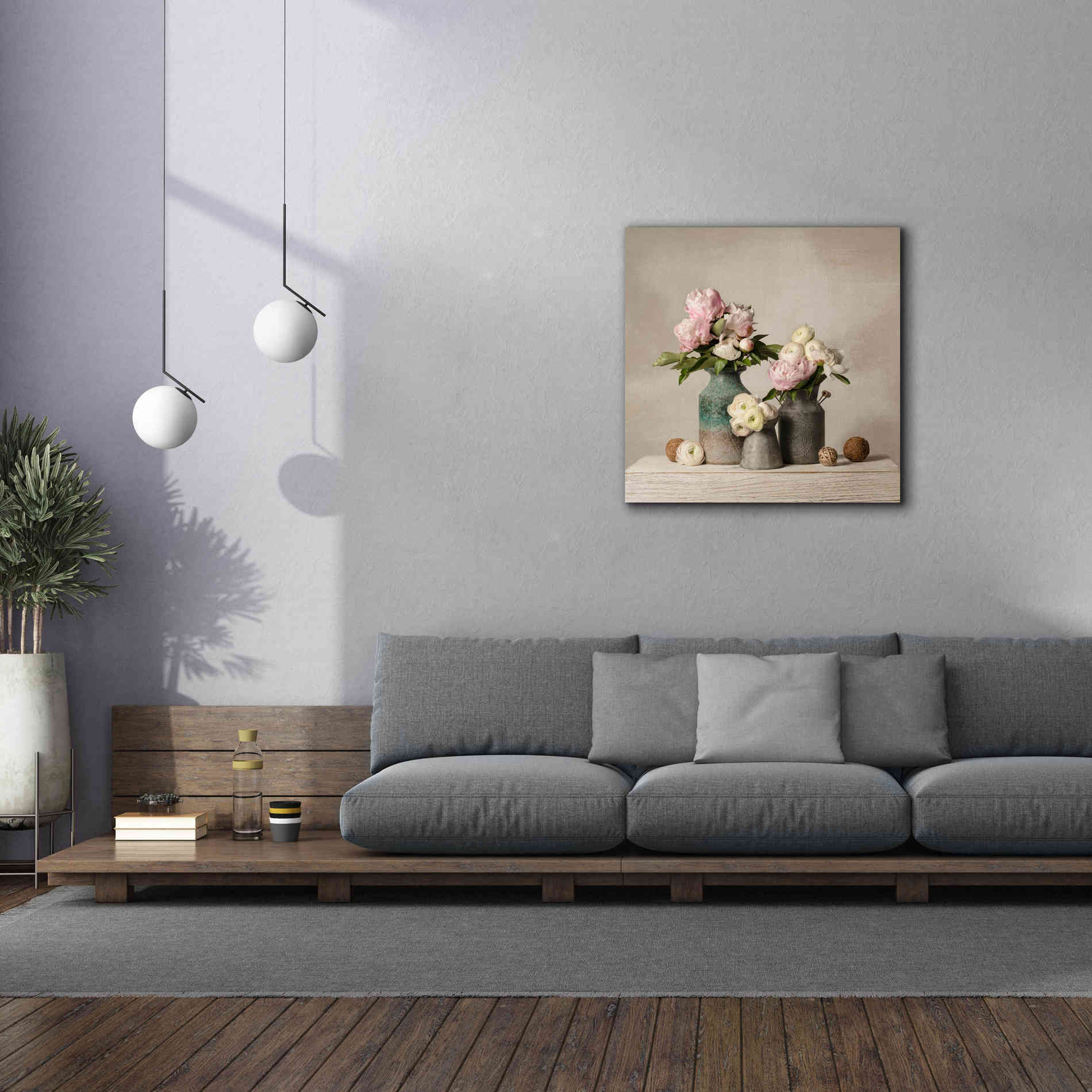 'Three Spring Blooms' by Leah McLean Giclee Canvas Wall Art,37 x 37