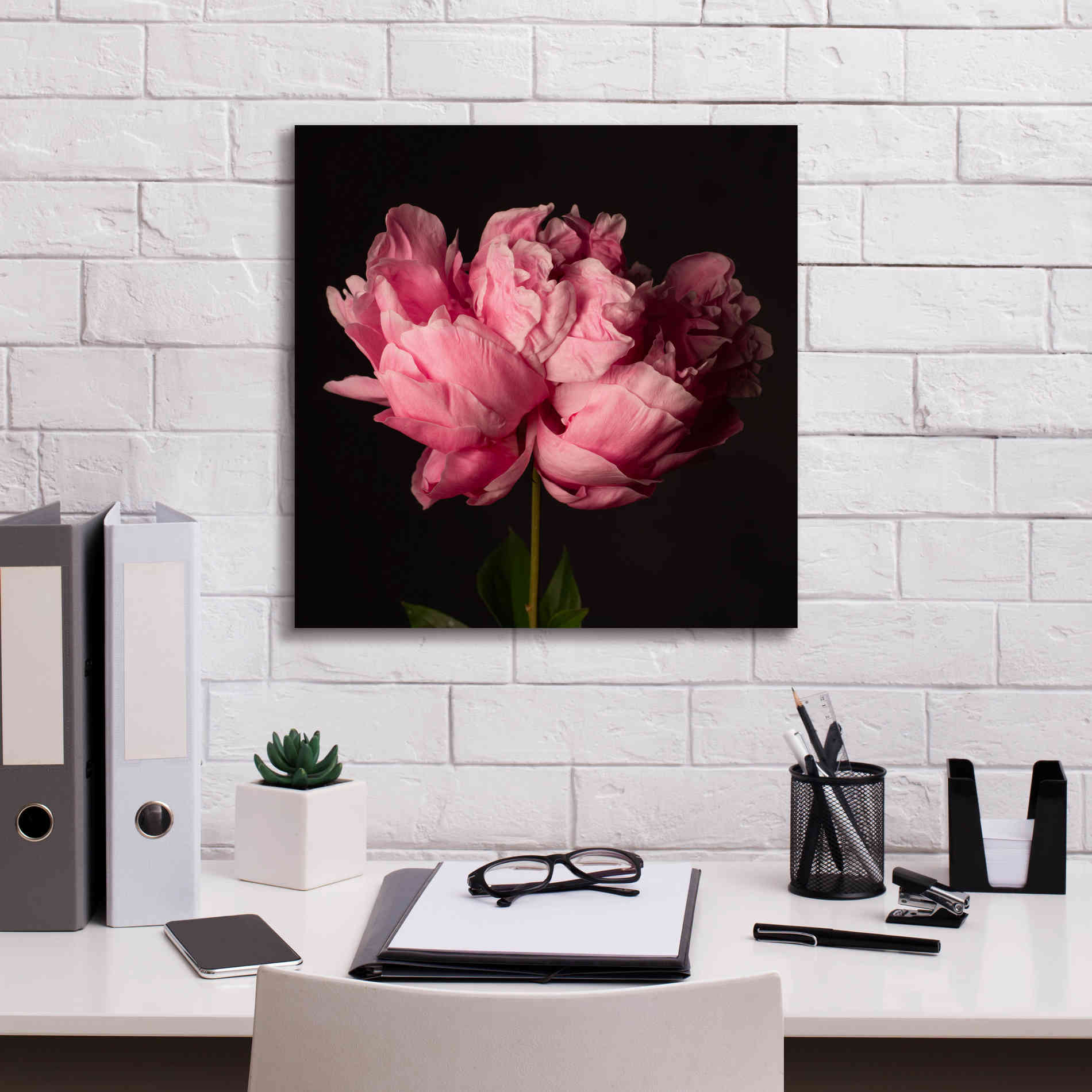 'Perfect Peony' by Leah McLean Giclee Canvas Wall Art,18 x 18
