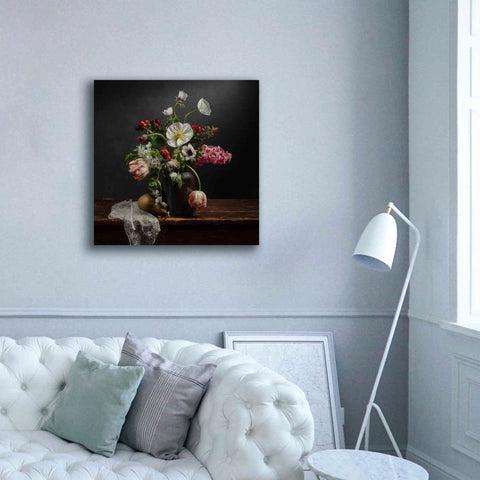 Image of 'Pear And Parrot Tulip Still Life' by Leah McLean Giclee Canvas Wall Art,37 x 37
