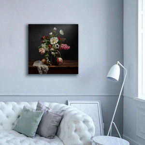 'Pear And Parrot Tulip Still Life' by Leah McLean Giclee Canvas Wall Art,37 x 37