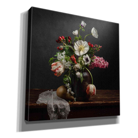 Image of 'Pear And Parrot Tulip Still Life' by Leah McLean Giclee Canvas Wall Art